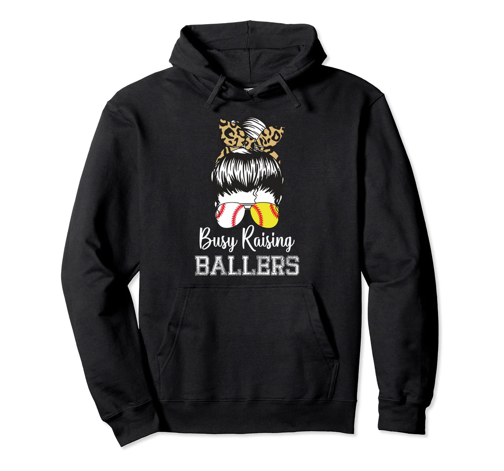 Busy Raising Ballers Funny Softball Hoodie - Unique Graphic Unisex - T-Shirt, Sweatshirt, Hoodie