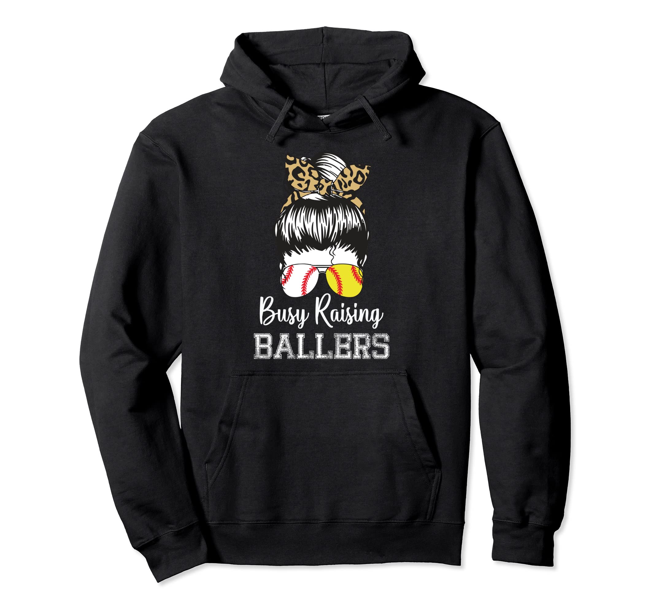 Busy Raising Ballers Funny Softball Hoodie - Unique Graphic Unisex - T-Shirt, Sweatshirt, Hoodie
