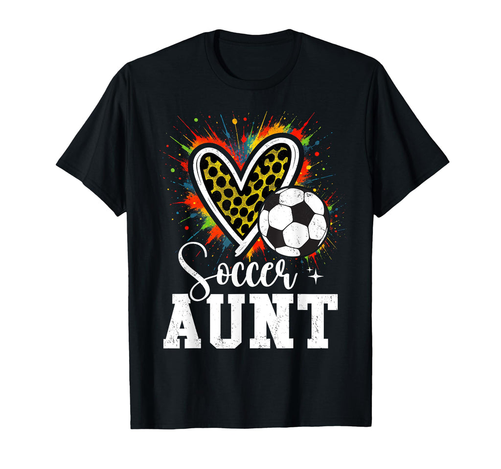 My Favorite Soccer Ball Aunt Leopard Colorful Hoodie - Graphic Print Unisex - T-Shirt, Sweatshirt, Hoodie