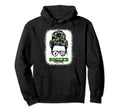 Soccer Mom Bleached Messy Bun Mothers Hoodie - Graphic Print for Adults - T-Shirt, Sweatshirt, Hoodie