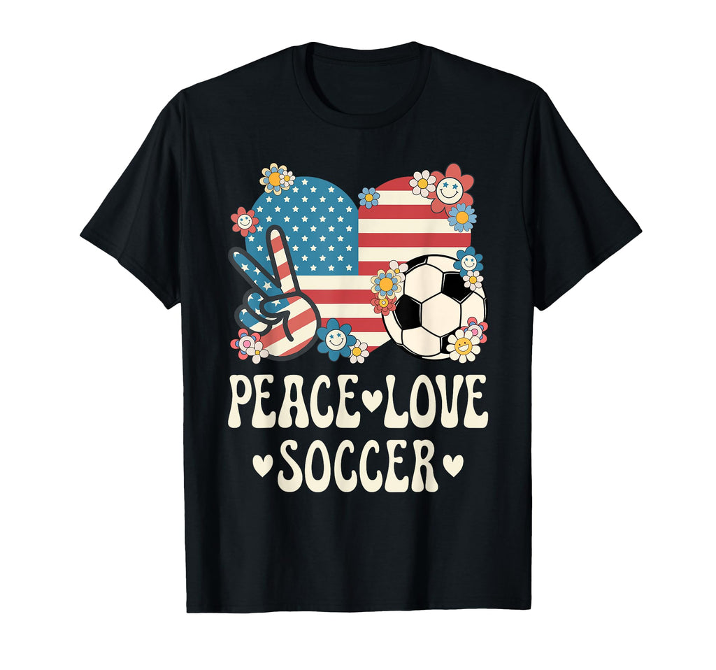 Peace Love Soccer Lover American T-Shirt - Aesthetic Graphic Men Women - T-Shirt, Sweatshirt, Hoodie