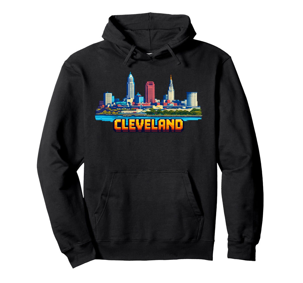 Cleveland 8 Bit Video Arcade Gamer Hoodie - Fun Novelty Design Unisex - T-Shirt, Sweatshirt, Hoodie