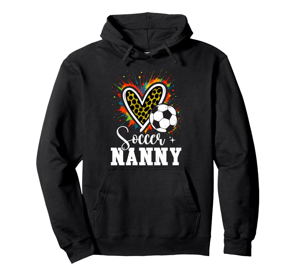 Soccer Nanny Leopard Heart Colorful Hoodie - Minimalist Print for Adults - T-Shirt, Sweatshirt, Hoodie