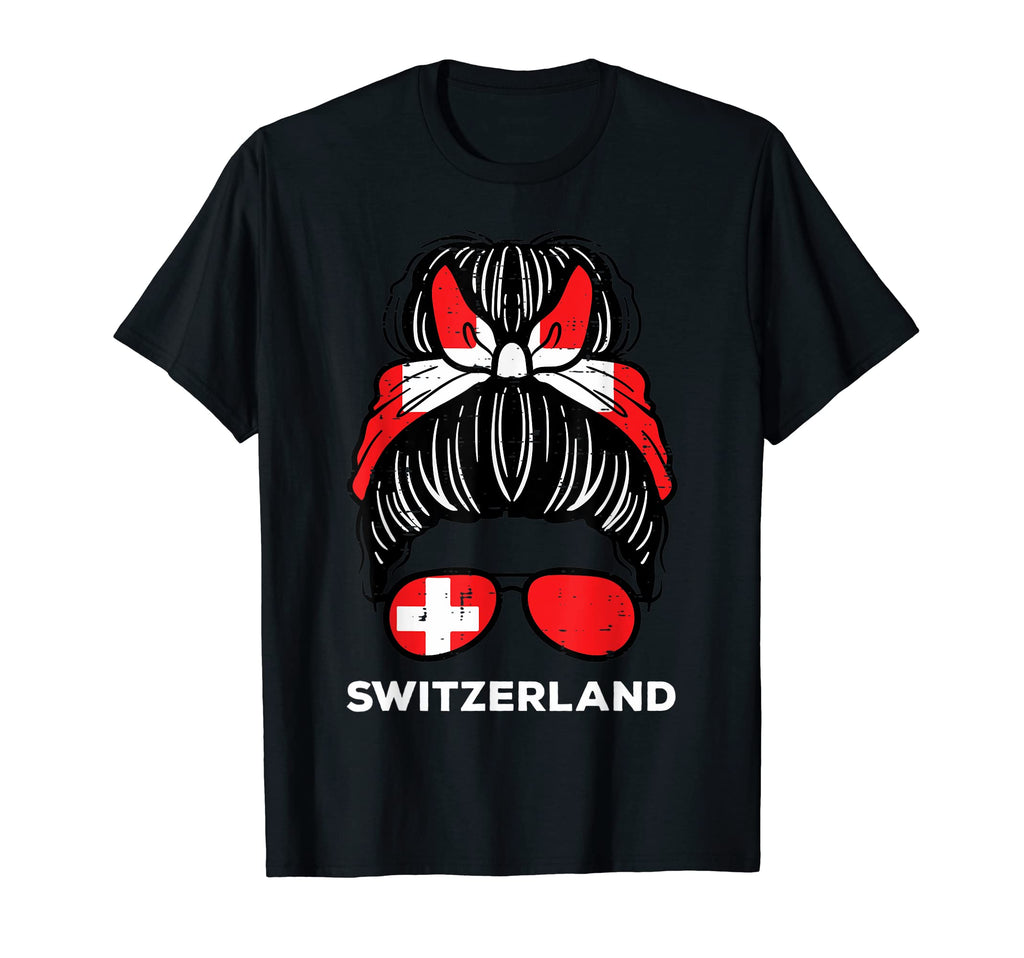 Switzerland Flag Hairbun Football Soccer T-Shirt - Novelty Apparel Unisex - T-Shirt, Sweatshirt, Hoodie