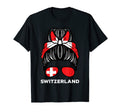 Switzerland Flag Hairbun Football Soccer T-Shirt - Novelty Apparel Unisex - T-Shirt, Sweatshirt, Hoodie