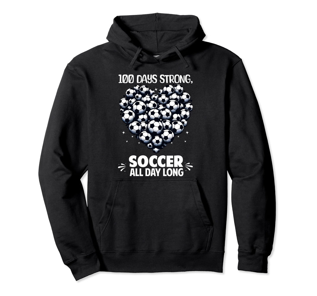 100 Days School Soccer Heart Love 100Th Hoodie - Graphic Print Men Women - T-Shirt, Sweatshirt, Hoodie