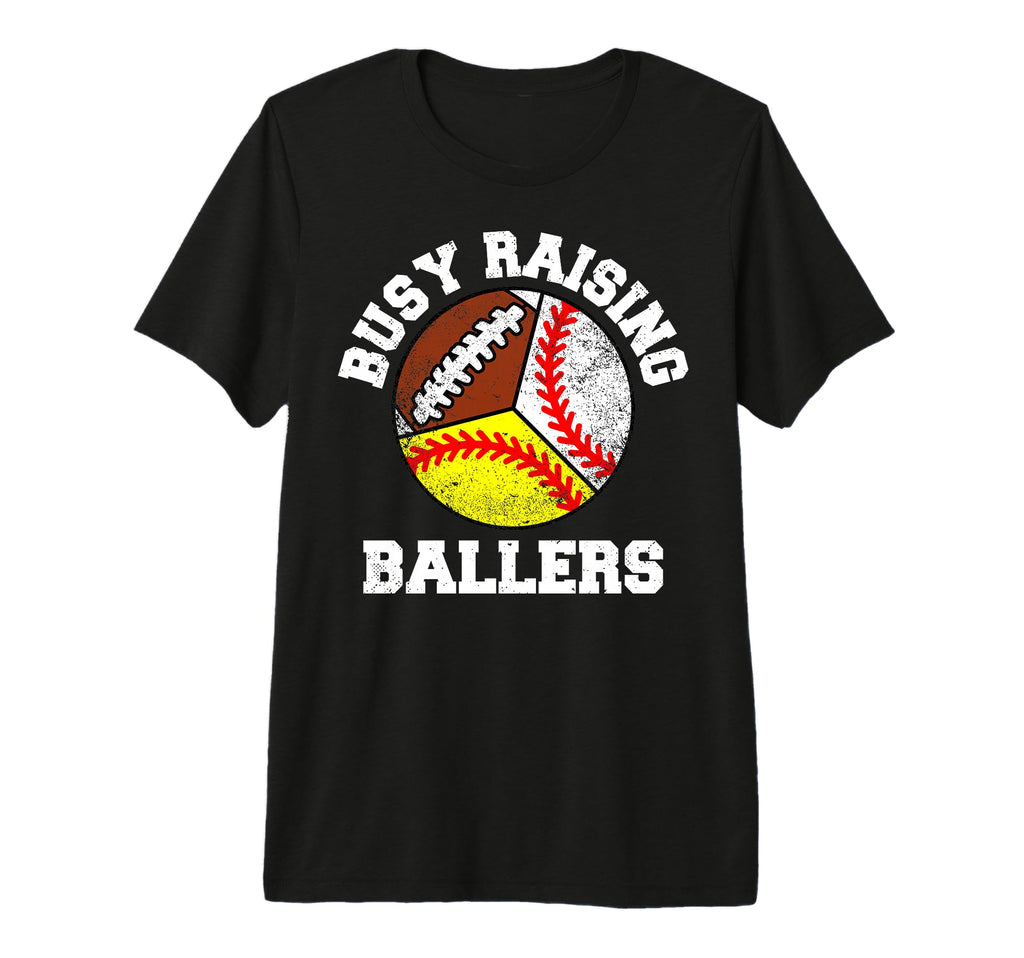 Busy Raising Ballers Funny Baseball T-Shirt - Minimalist Print for Adults - T-Shirt, Sweatshirt, Hoodie