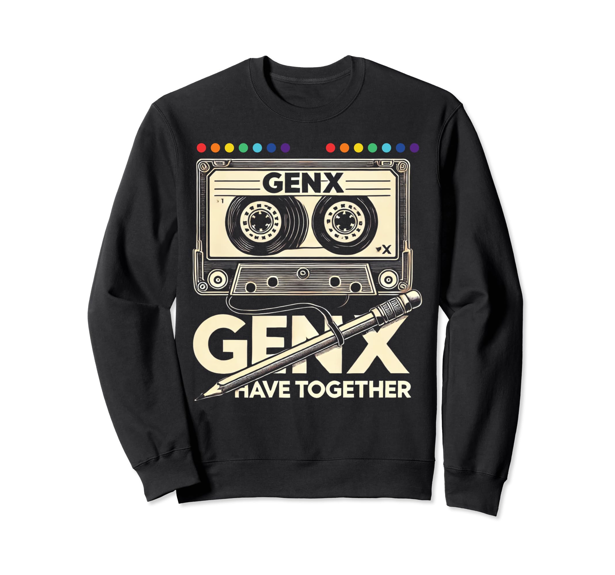 Gen X Cassette Tape Pencil Music Sweatshirt - Novelty Apparel for Adults - T-Shirt, Sweatshirt, Hoodie
