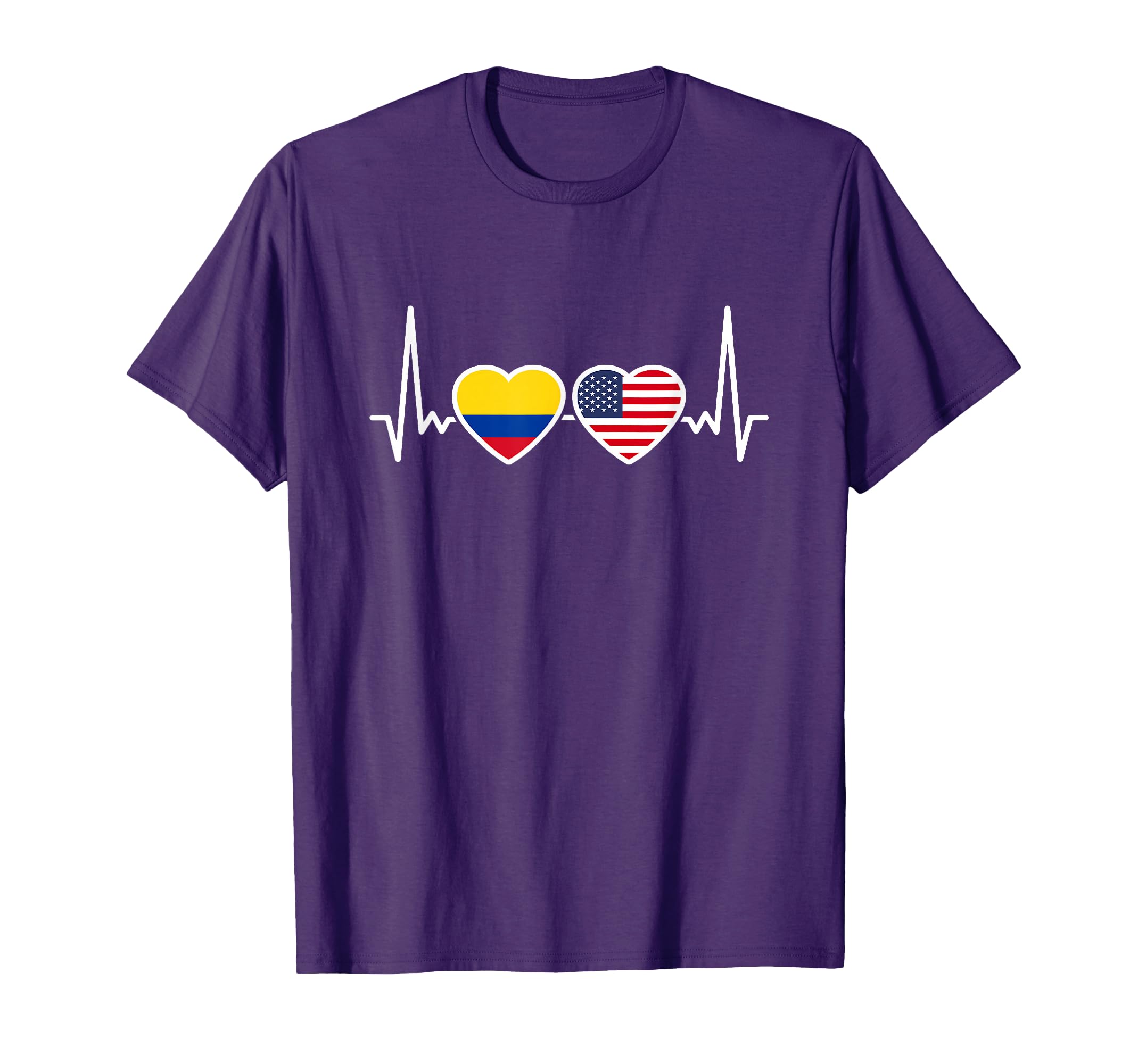 Colombia Usa Heartbeat Flag American T-Shirt - Custom Art Print Men Women - T-Shirt, Sweatshirt, Hoodie