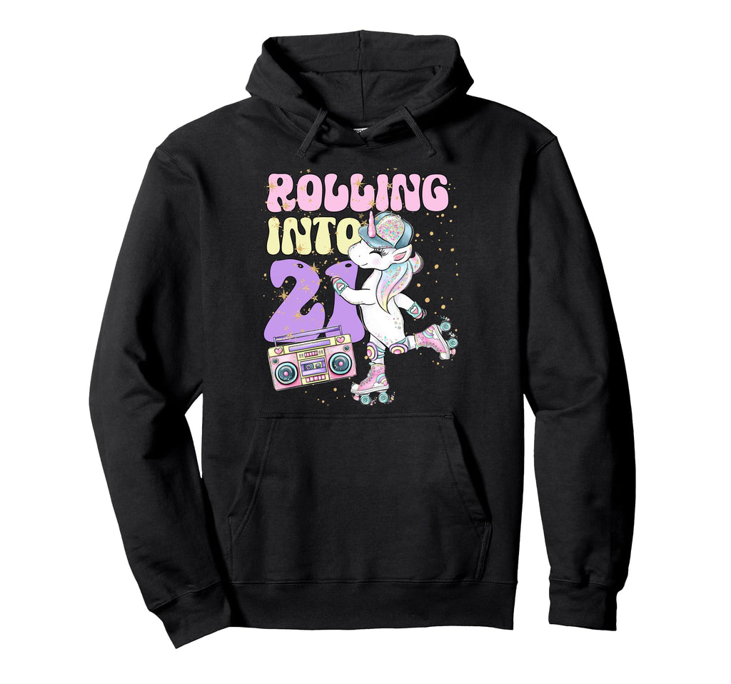21St Birthday Roller Skate Party Unicorn Hoodie - Unique Graphic Unisex - T-Shirt, Sweatshirt, Hoodie