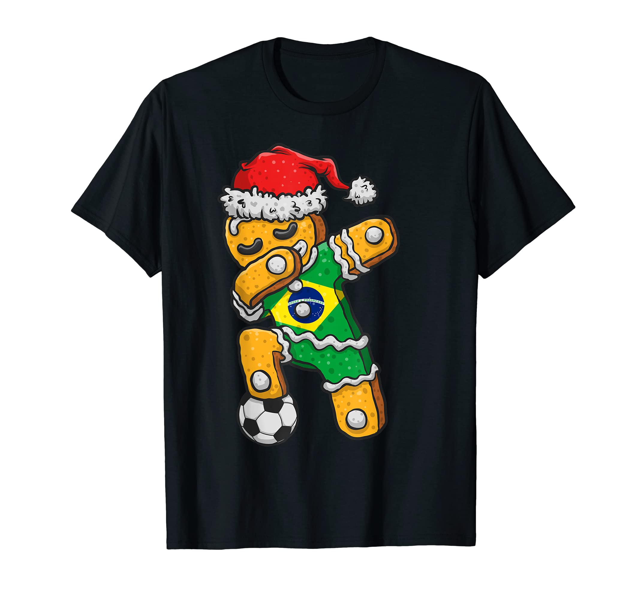 Soccer Dabbing Gingerbread Brazil T-Shirt - Aesthetic Graphic Men Women - T-Shirt, Sweatshirt, Hoodie