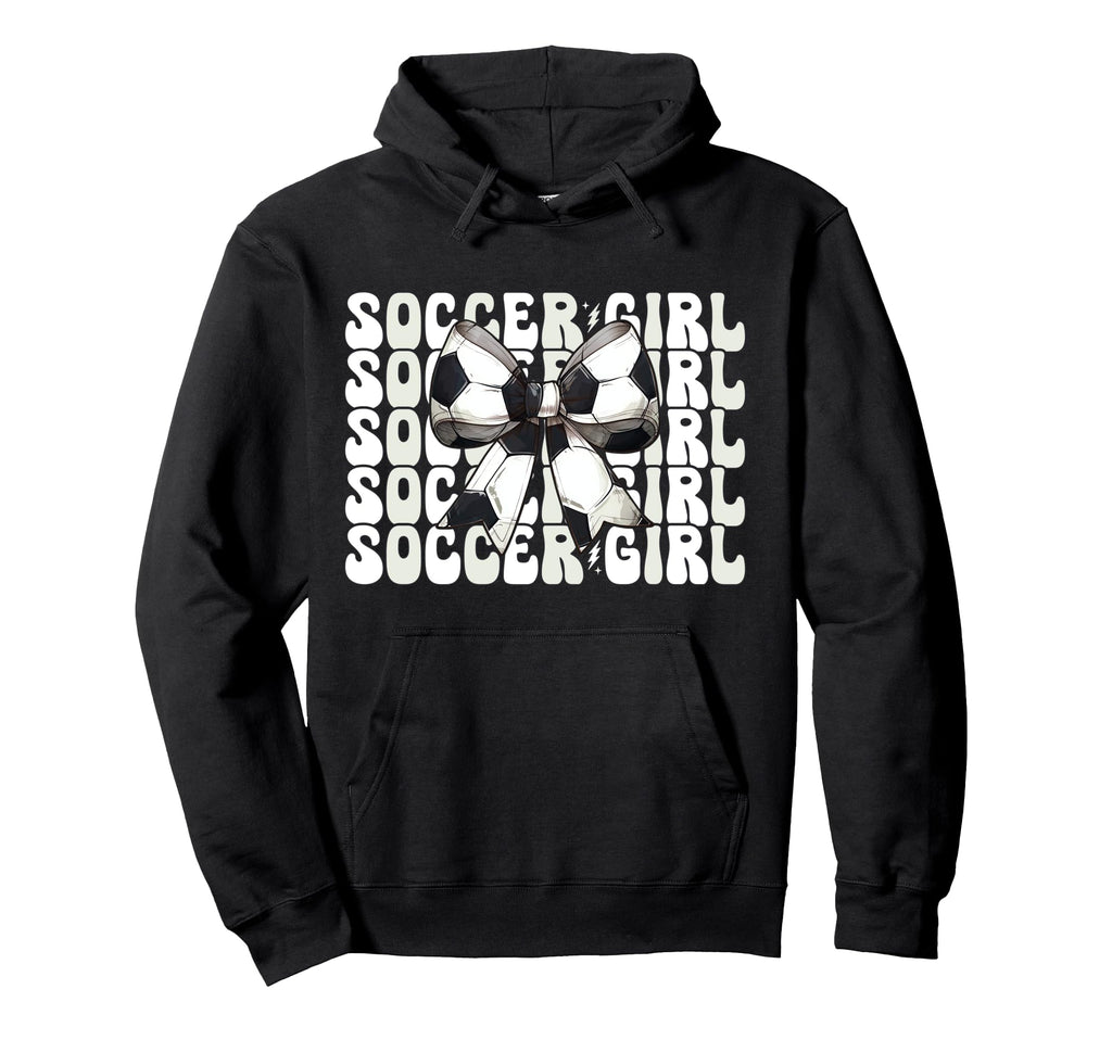 Womens Coquette Bow Ribbon Soccer Player Hoodie - Graphic Print for Adults - T-Shirt, Sweatshirt, Hoodie