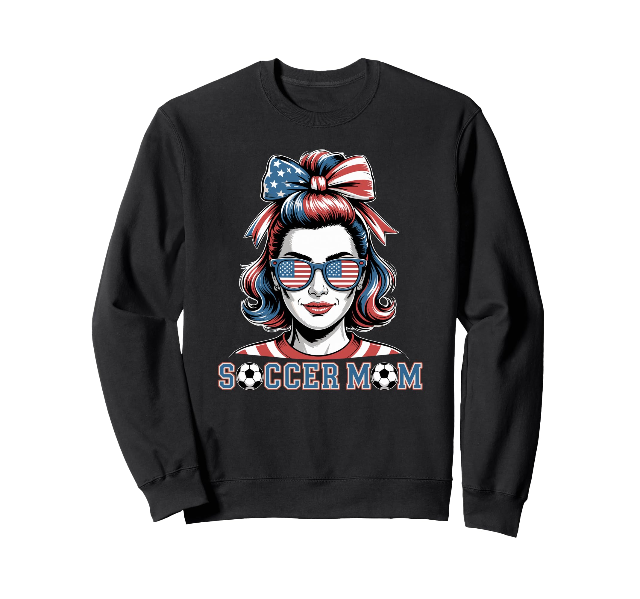 Patriotic Soccer Mom American Flag Sweatshirt - Graphic Print Men Women - T-Shirt, Sweatshirt, Hoodie