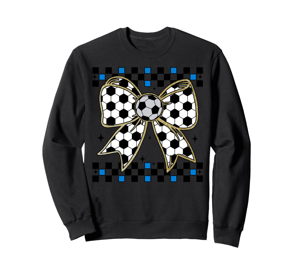 Soccer Bow Checkered Ribbon Gift Sports Hoodie - Graphic Print Men Women - T-Shirt, Sweatshirt, Hoodie