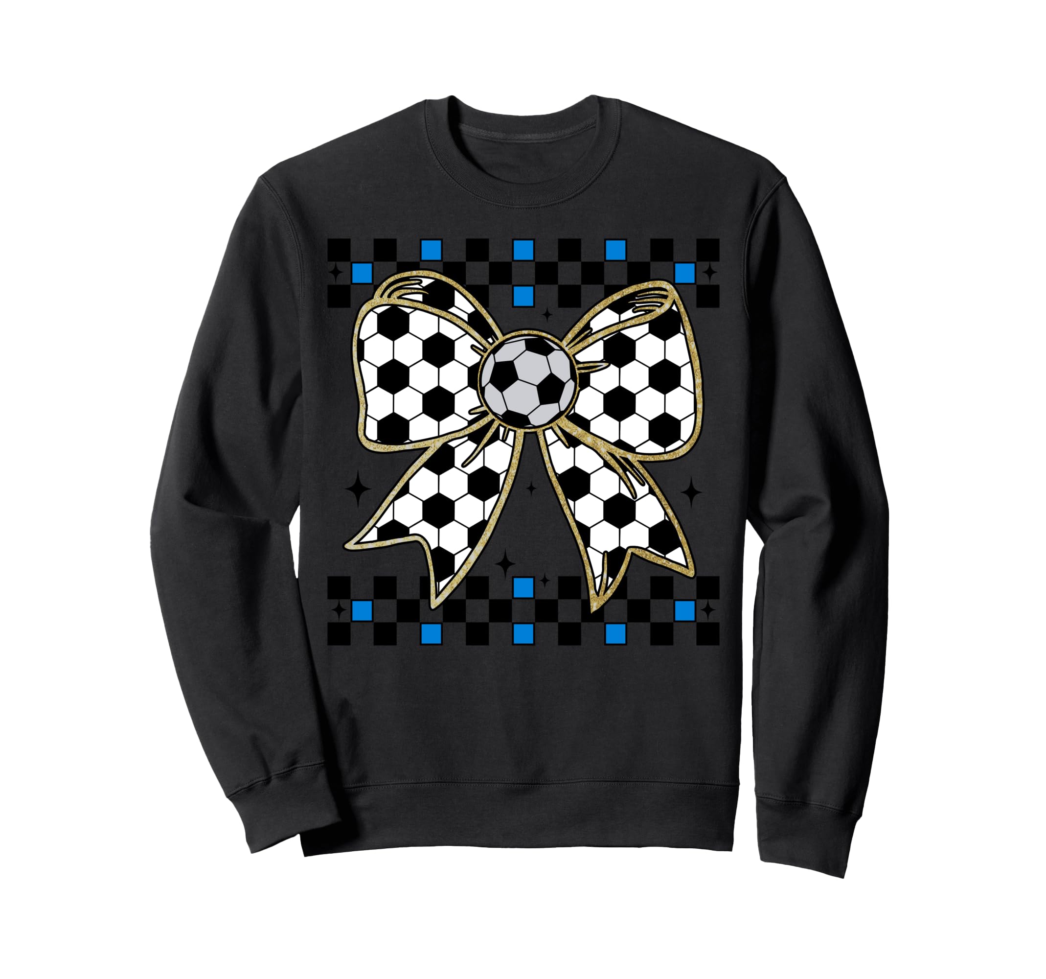 Soccer Bow Checkered Ribbon Gift Sports Hoodie - Graphic Print Men Women - T-Shirt, Sweatshirt, Hoodie