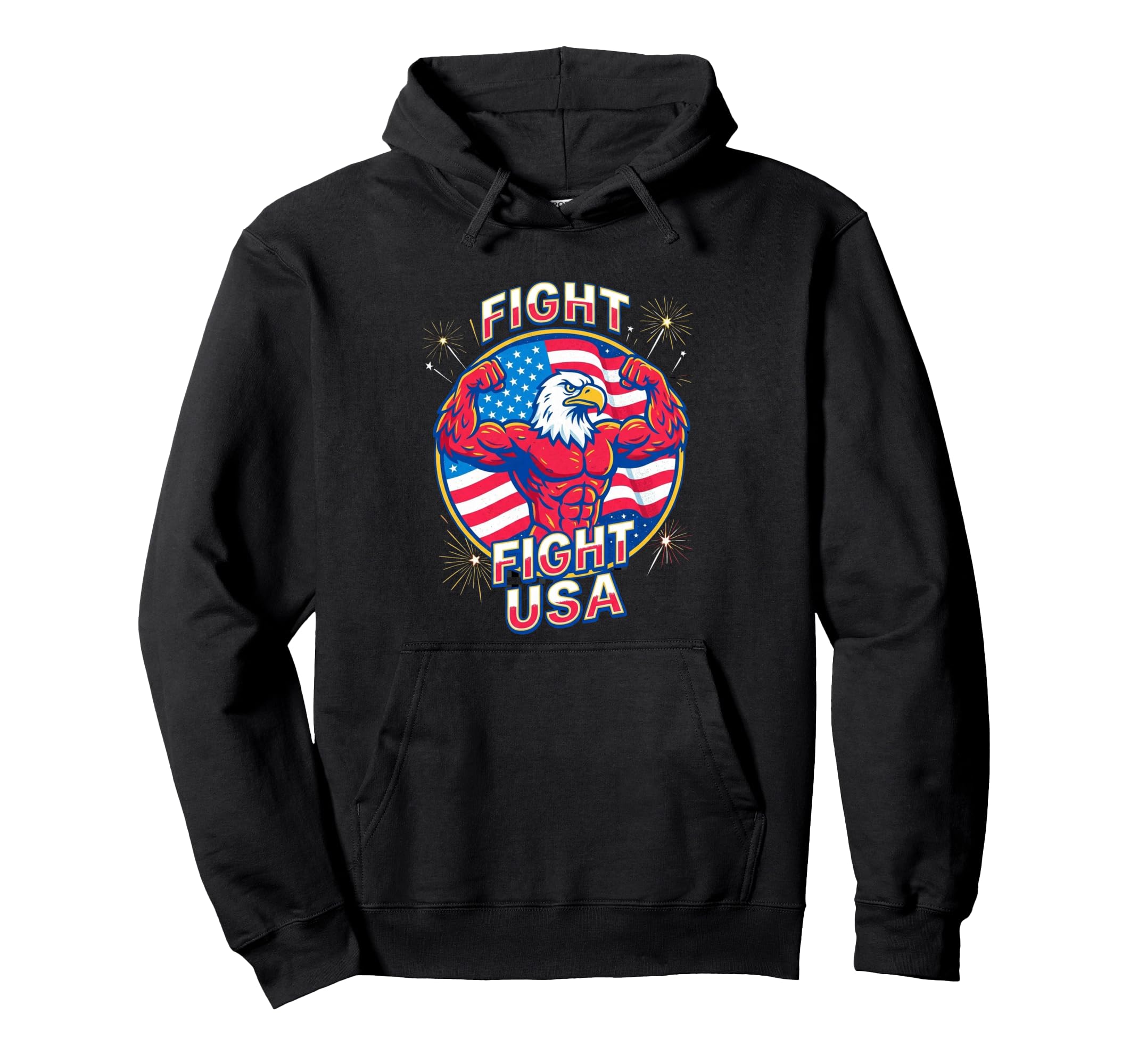 Fight Usa Flexing Bald Eagle Meme Hoodie - Fun Novelty Design Men Women - T-Shirt, Sweatshirt, Hoodie