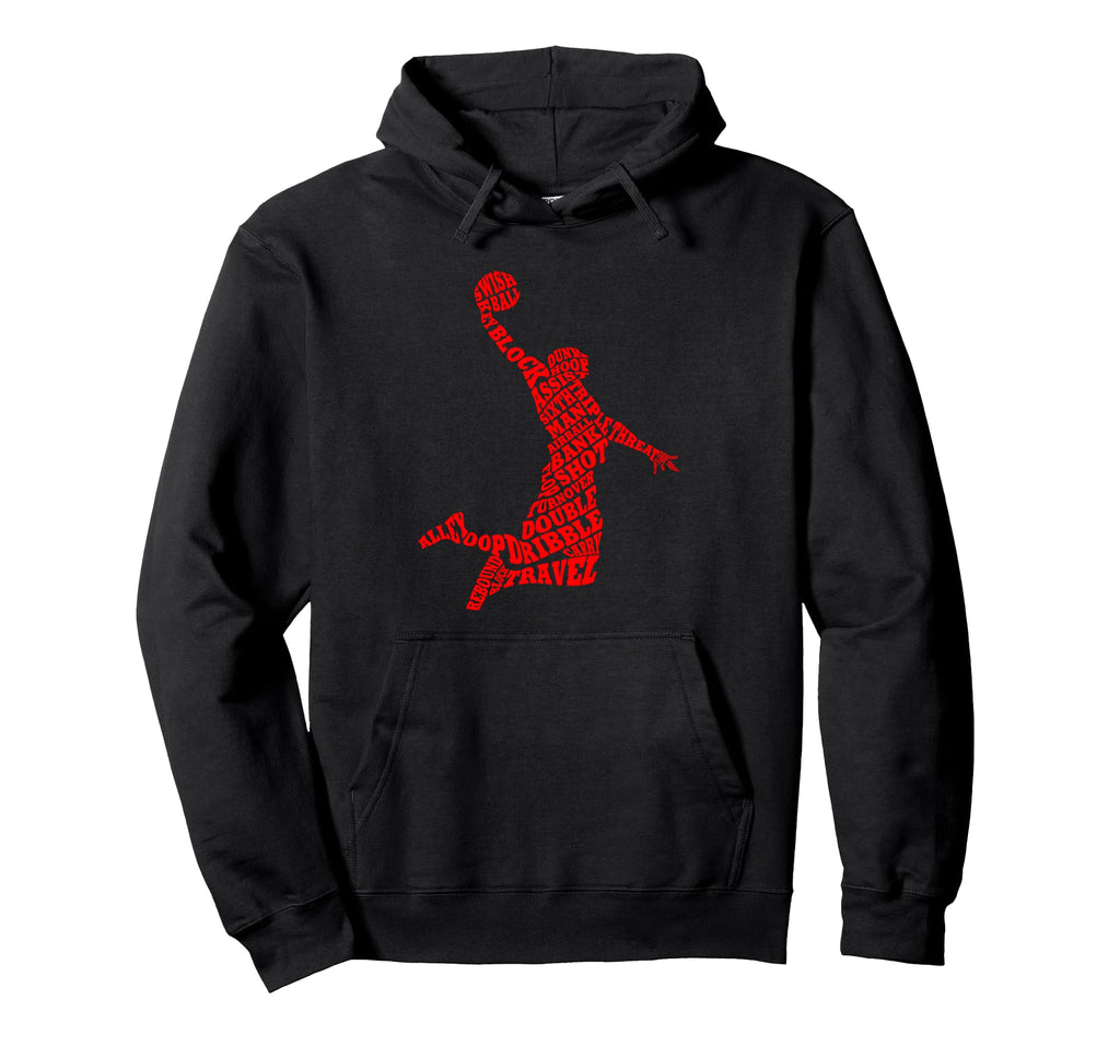 Basketball Player Typography Word Art Hoodie - Streetwear Style for Adults - T-Shirt, Sweatshirt, Hoodie