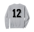 Number 12 Backside 80S 90S Team Sweatshirt - Fun Novelty Design Unisex - T-Shirt, Sweatshirt, Hoodie