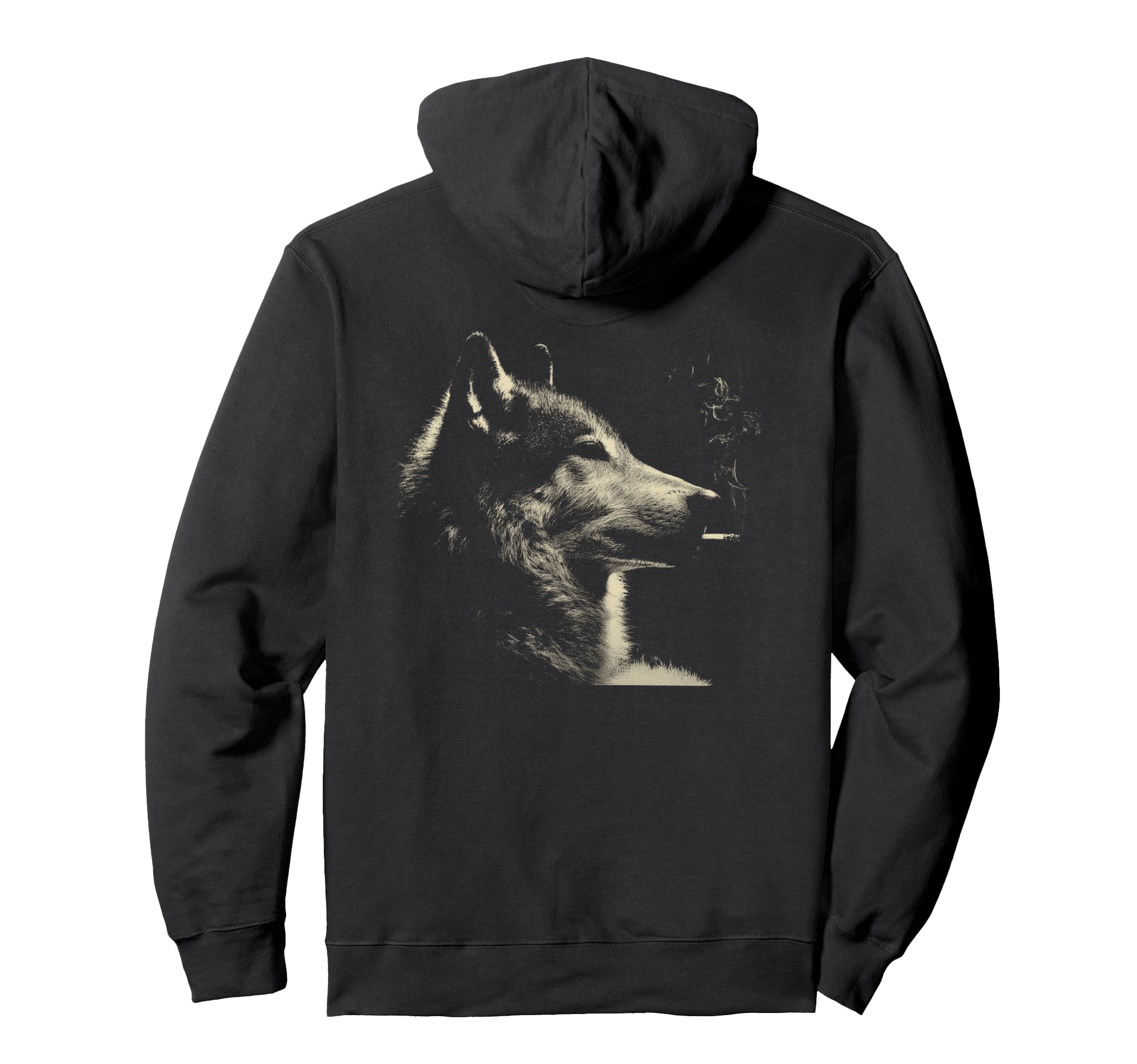 Wolf Smoking Cigarette Grunge Meme 90S Art Hoodie - Trendy Graphic Unisex - T-Shirt, Sweatshirt, Hoodie