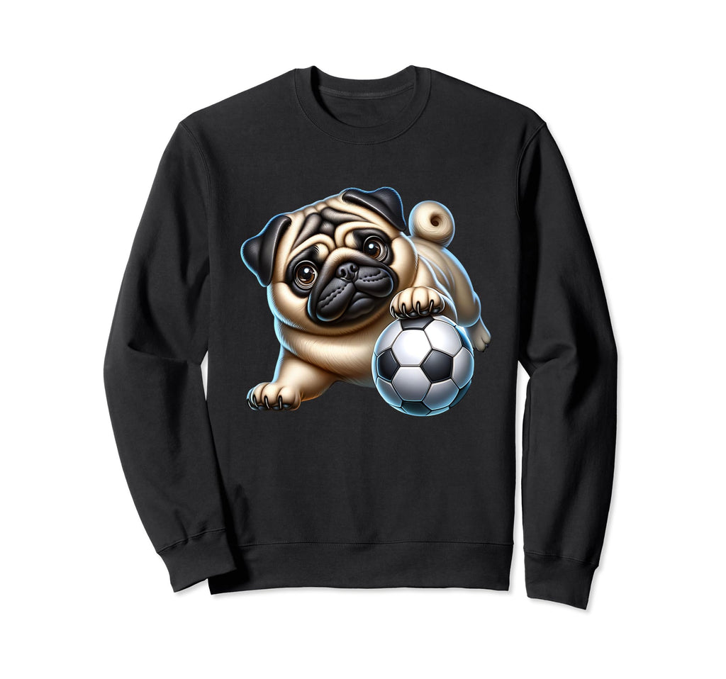 Pug Soccer Player Fan Champion Ball Sweatshirt - Minimalist Print Men Women - T-Shirt, Sweatshirt, Hoodie