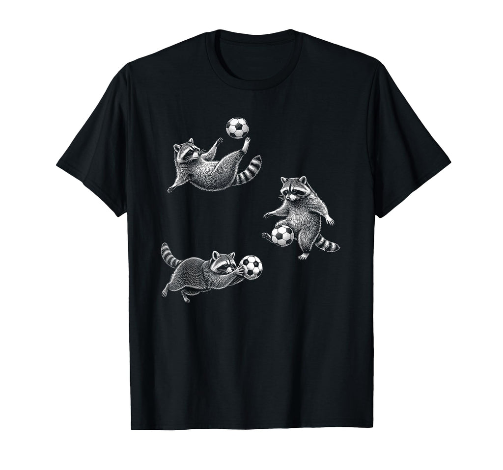 Funny Soccer Raccoon Sports Football T-Shirt - Graphic Print for Adults - T-Shirt, Sweatshirt, Hoodie