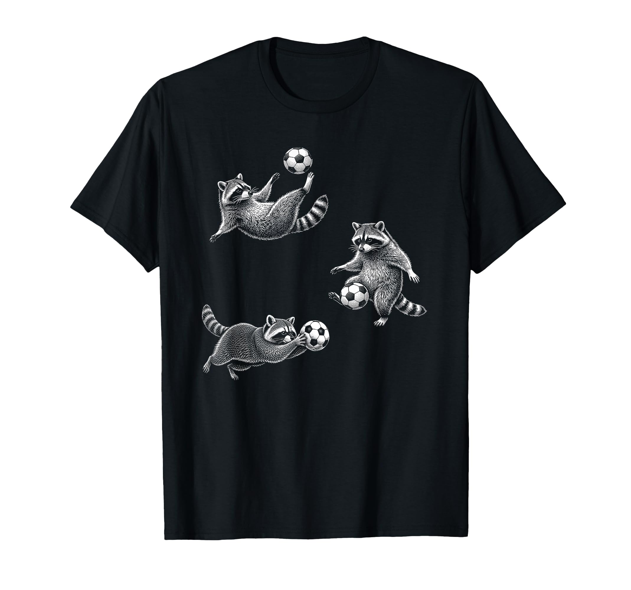 Funny Soccer Raccoon Sports Football T-Shirt - Graphic Print for Adults - T-Shirt, Sweatshirt, Hoodie