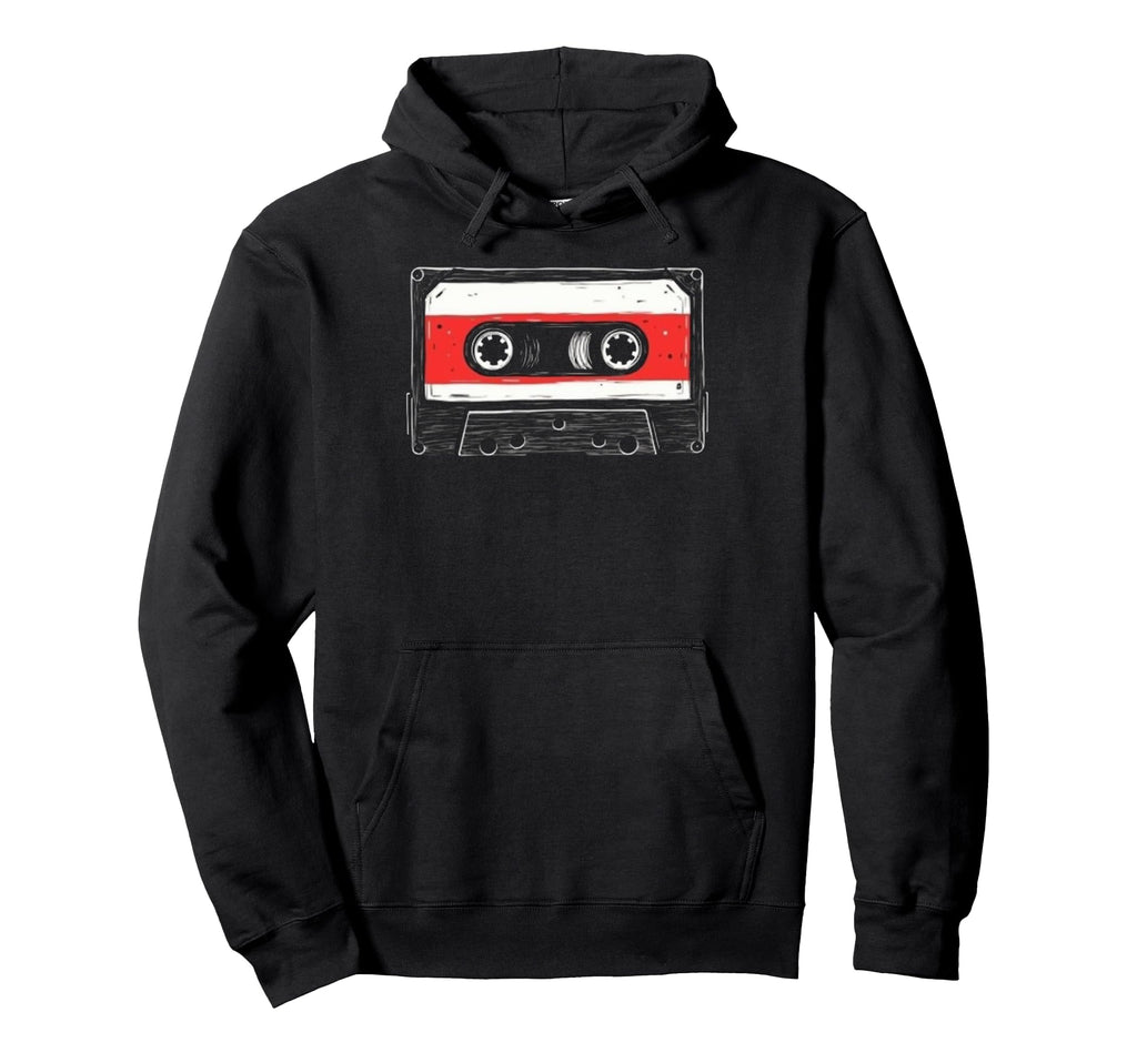 Nostalgic Music Lovers Art Cassette Hoodie - Aesthetic Graphic for Adults - T-Shirt, Sweatshirt, Hoodie
