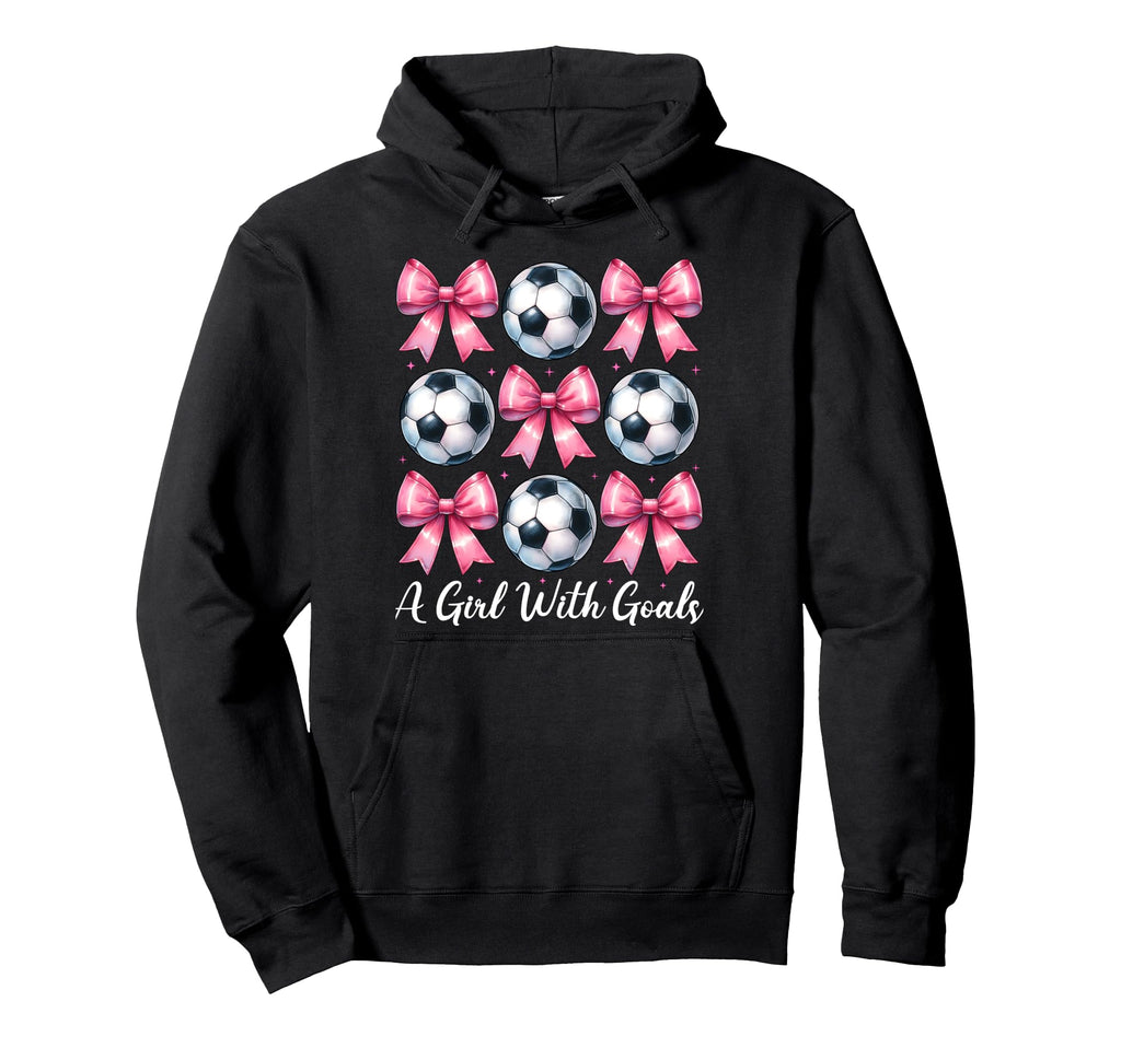Goals Soccer Coquette Bow Hoodie - Trendy Graphic for Adults - T-Shirt, Sweatshirt, Hoodie