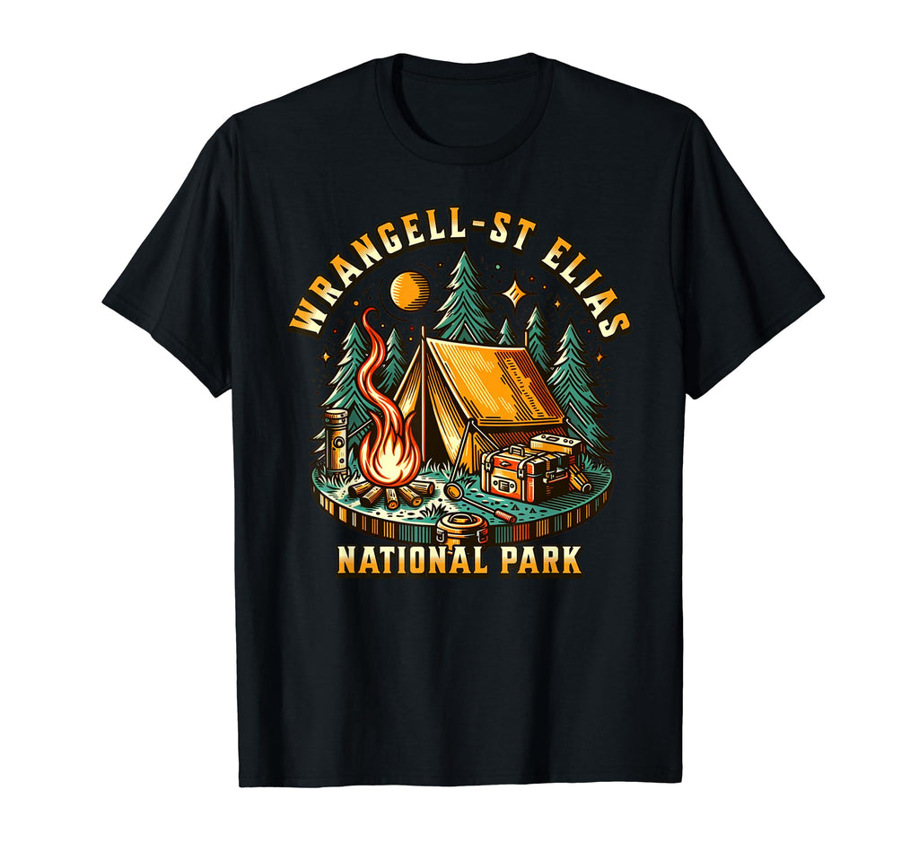 Camping Forest Tent Wrangell St Elias T-Shirt - Minimalist Print Men Women - T-Shirt, Sweatshirt, Hoodie