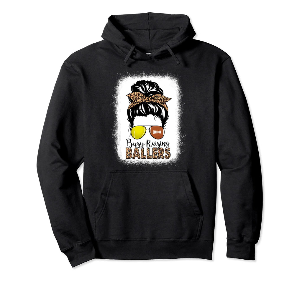 Football Tennis Mom Messy Bun Busy Hoodie - Unique Graphic Men Women - T-Shirt, Sweatshirt, Hoodie