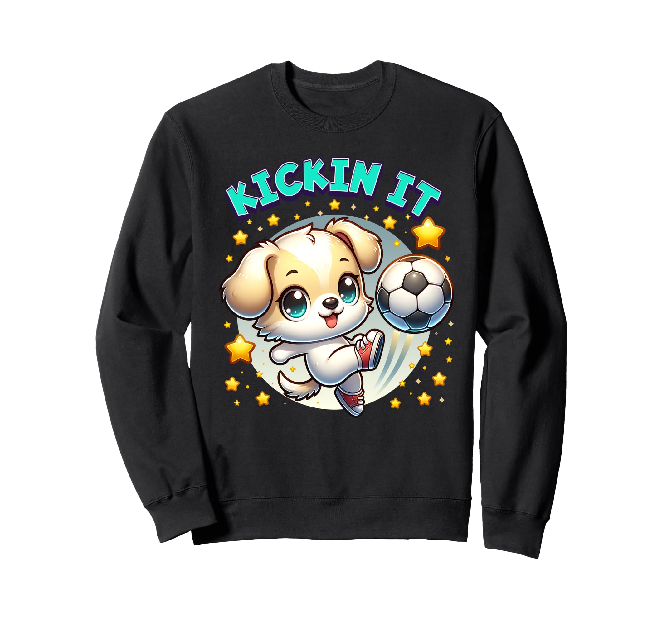 Kickin It Soccer Player Puppy Dog Sweatshirt - Fun Novelty Design Unisex - T-Shirt, Sweatshirt, Hoodie