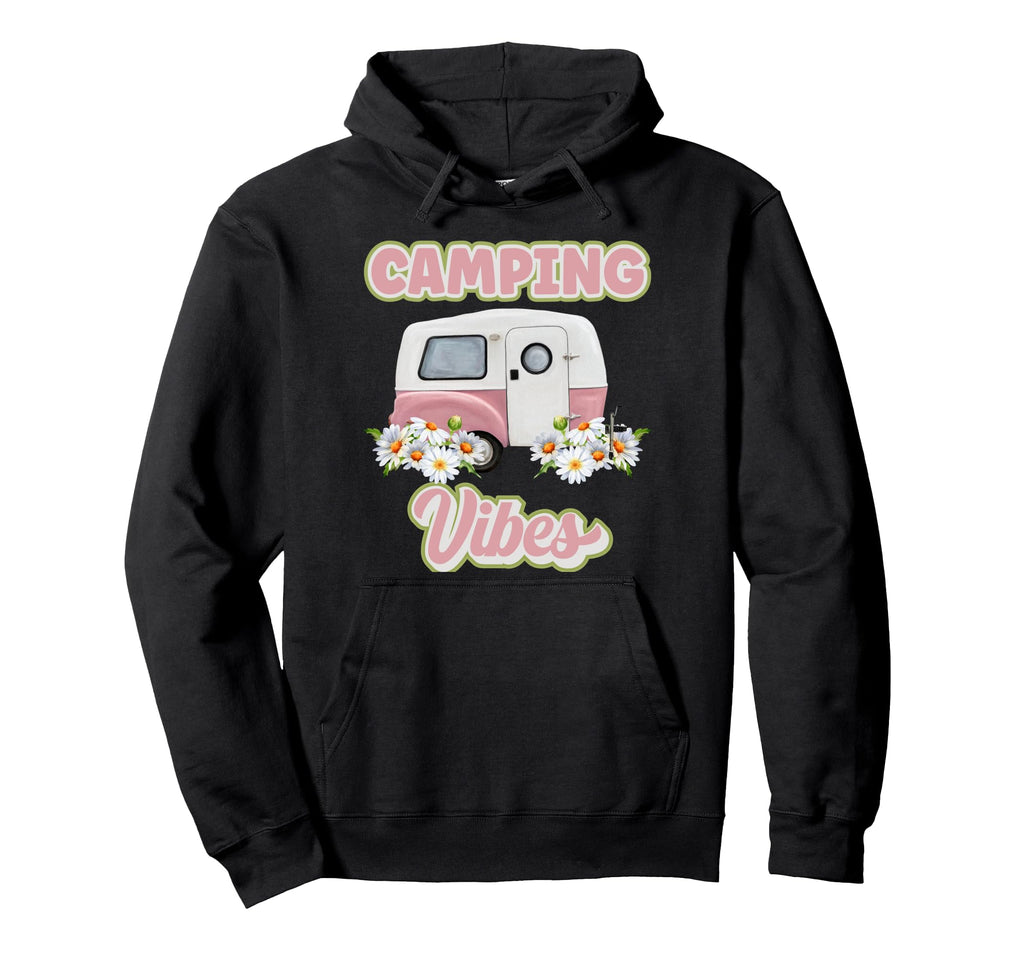 Camping Vibes Boho Camper Wildflowers Daisy Hoodie - Unique Graphic Unisex - T-Shirt, Sweatshirt, Hoodie
