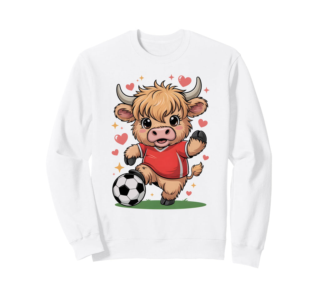 Kawaii Soccer Cow Just Who Loves Sweatshirt - Minimalist Print for Adults - T-Shirt, Sweatshirt, Hoodie