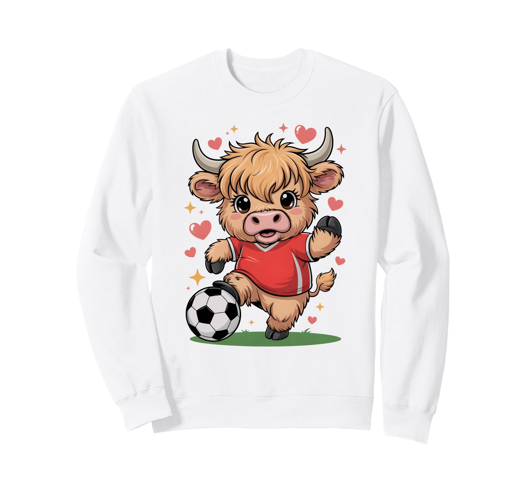 Kawaii Soccer Cow Just Who Loves Sweatshirt - Minimalist Print for Adults - T-Shirt, Sweatshirt, Hoodie