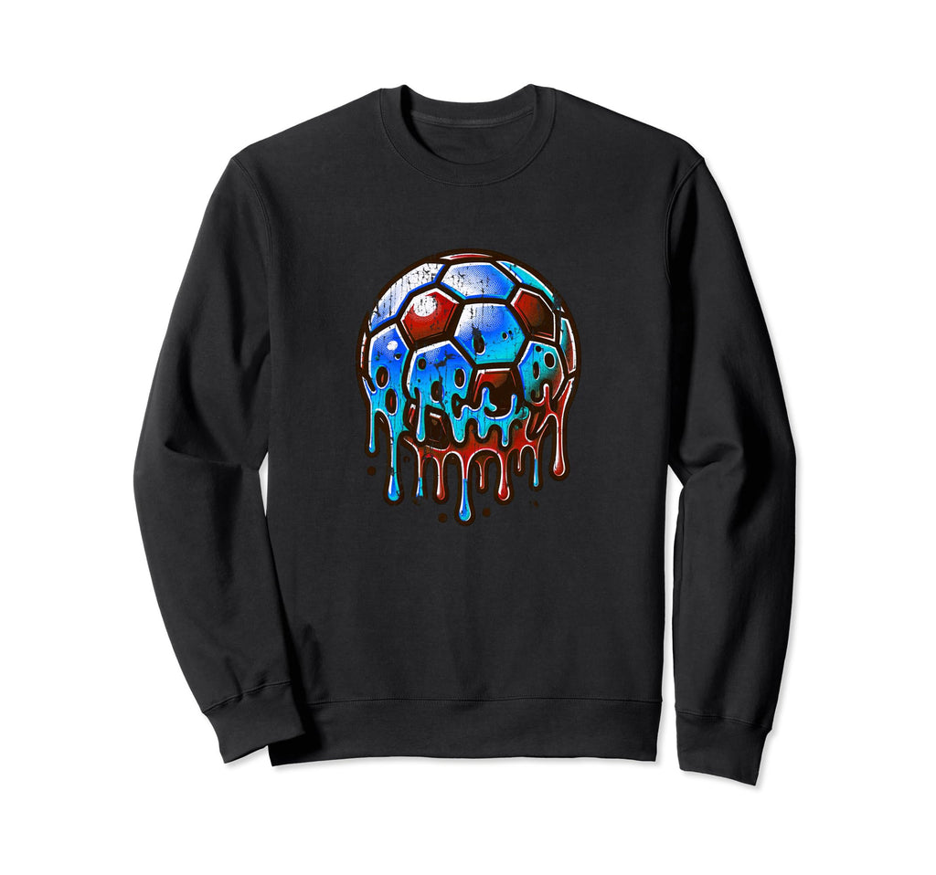 Soccer Ball Dripping Melting Sweatshirt - Casual Everyday Wear Men Women - T-Shirt, Sweatshirt, Hoodie