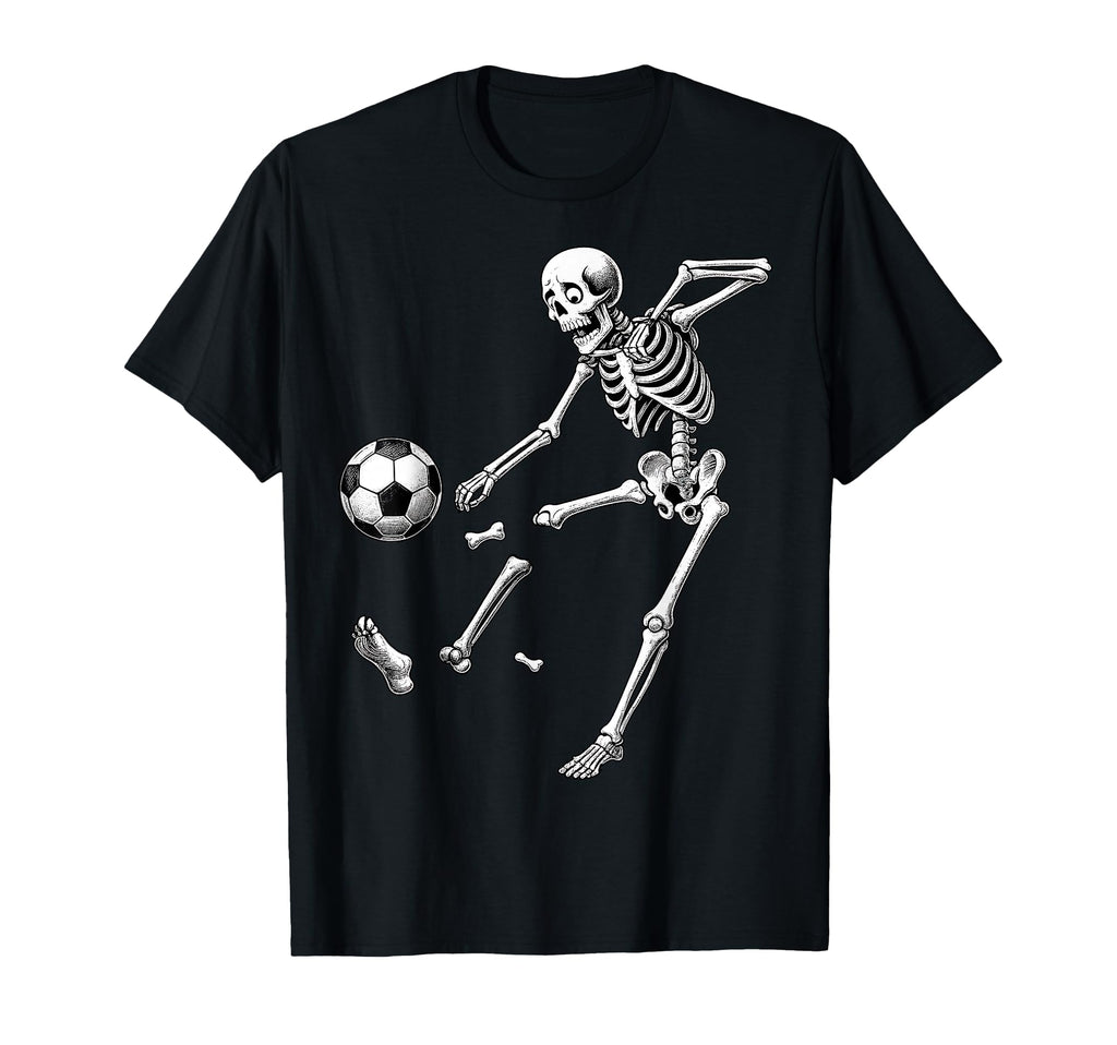 Funny Skeleton Playing Soccer Halloween T-Shirt - Trendy Graphic Unisex - T-Shirt, Sweatshirt, Hoodie