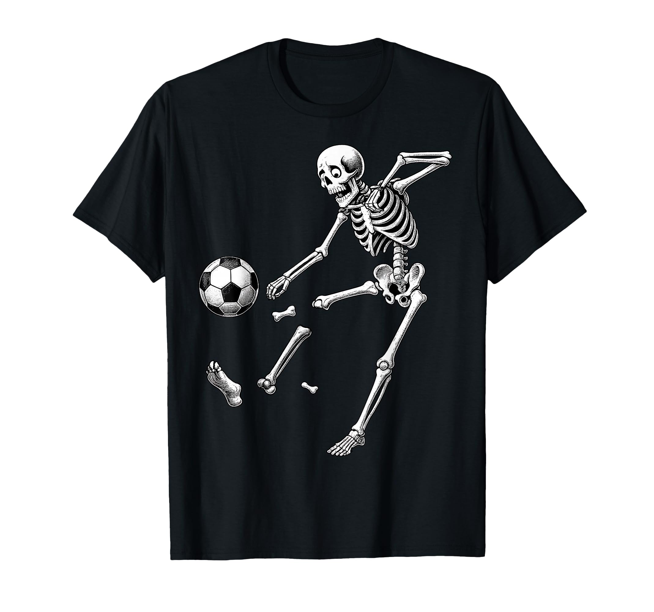 Funny Skeleton Playing Soccer Halloween T-Shirt - Trendy Graphic Unisex - T-Shirt, Sweatshirt, Hoodie