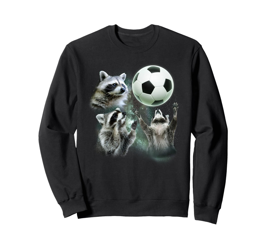 3 Racoon Soccer Howling Raccoon Head Sweatshirt - Minimalist Print Unisex - T-Shirt, Sweatshirt, Hoodie