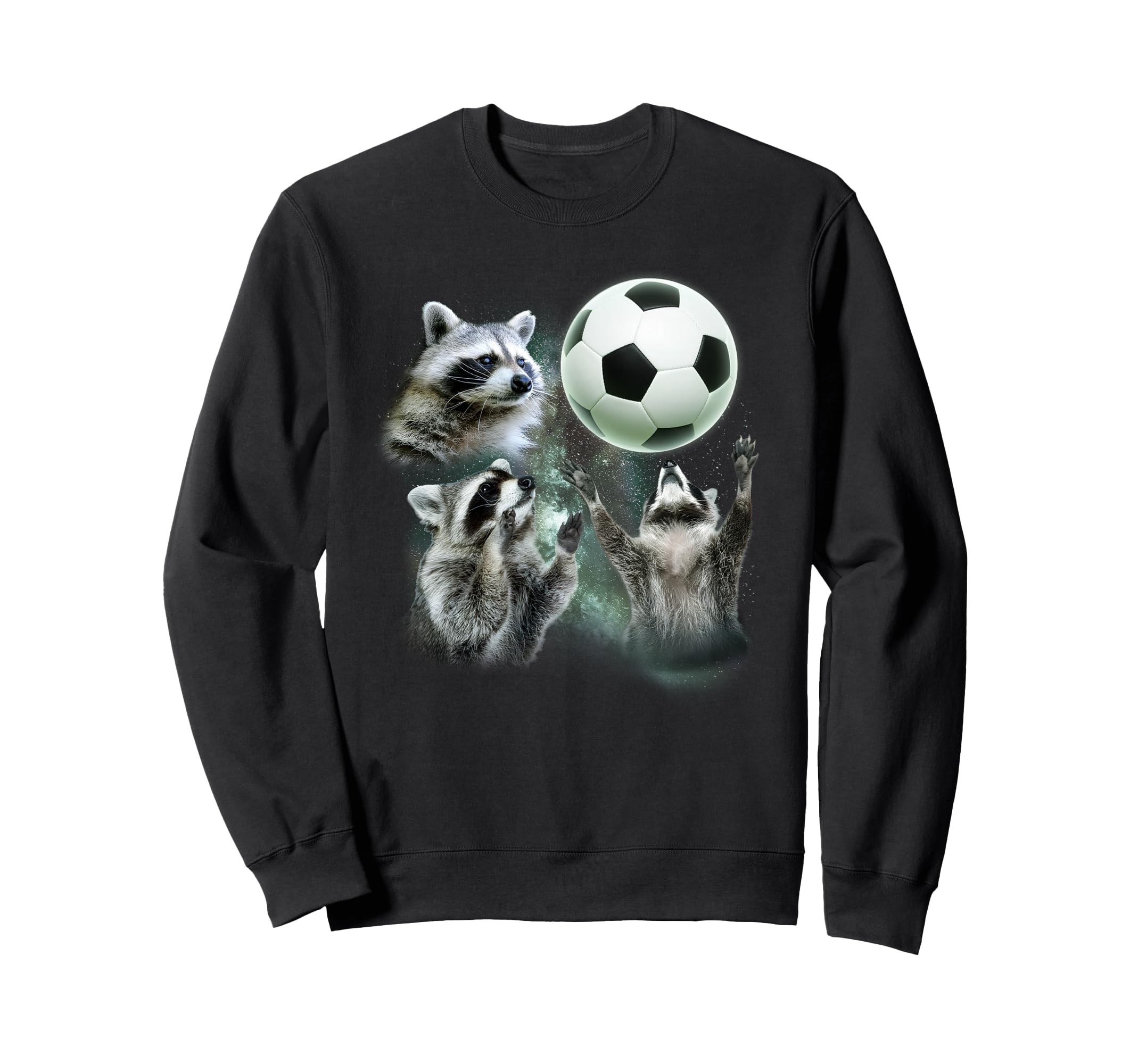 3 Racoon Soccer Howling Raccoon Head Sweatshirt - Minimalist Print Unisex - T-Shirt, Sweatshirt, Hoodie