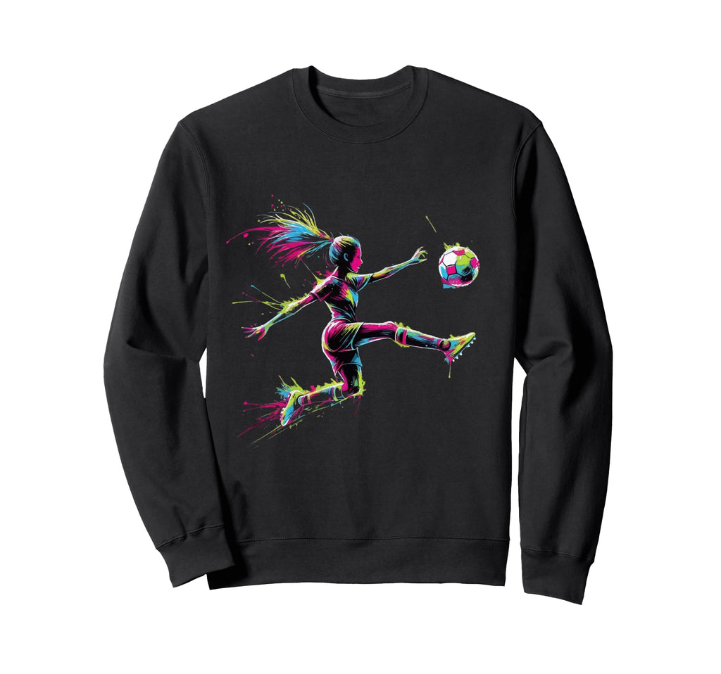 Colorful Neon Soccer Art Splash Sweatshirt - Aesthetic Graphic Men Women - T-Shirt, Sweatshirt, Hoodie
