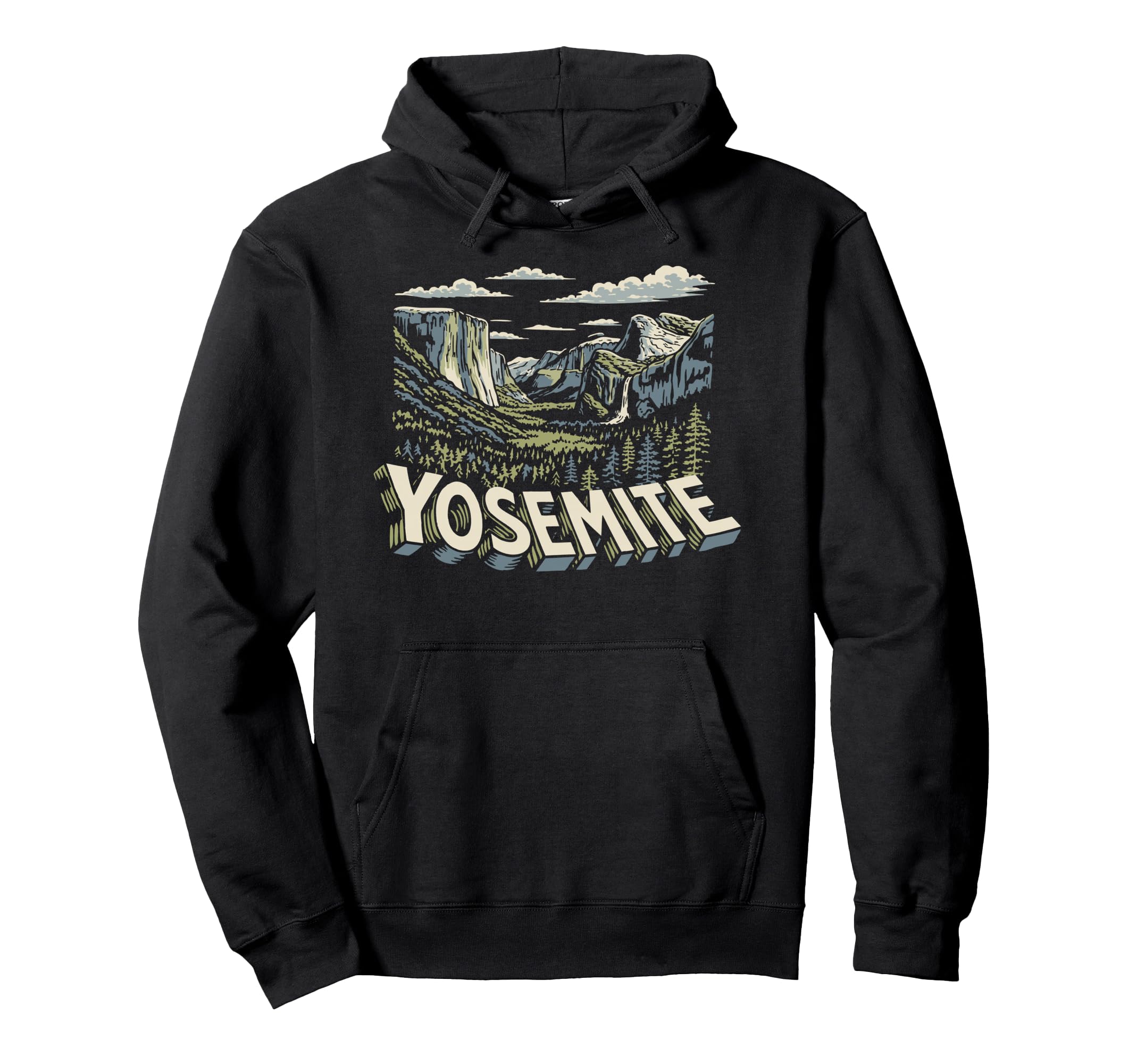Yosemite National Park 80S Half Dome Hoodie - Novelty Apparel Unisex - T-Shirt, Sweatshirt, Hoodie