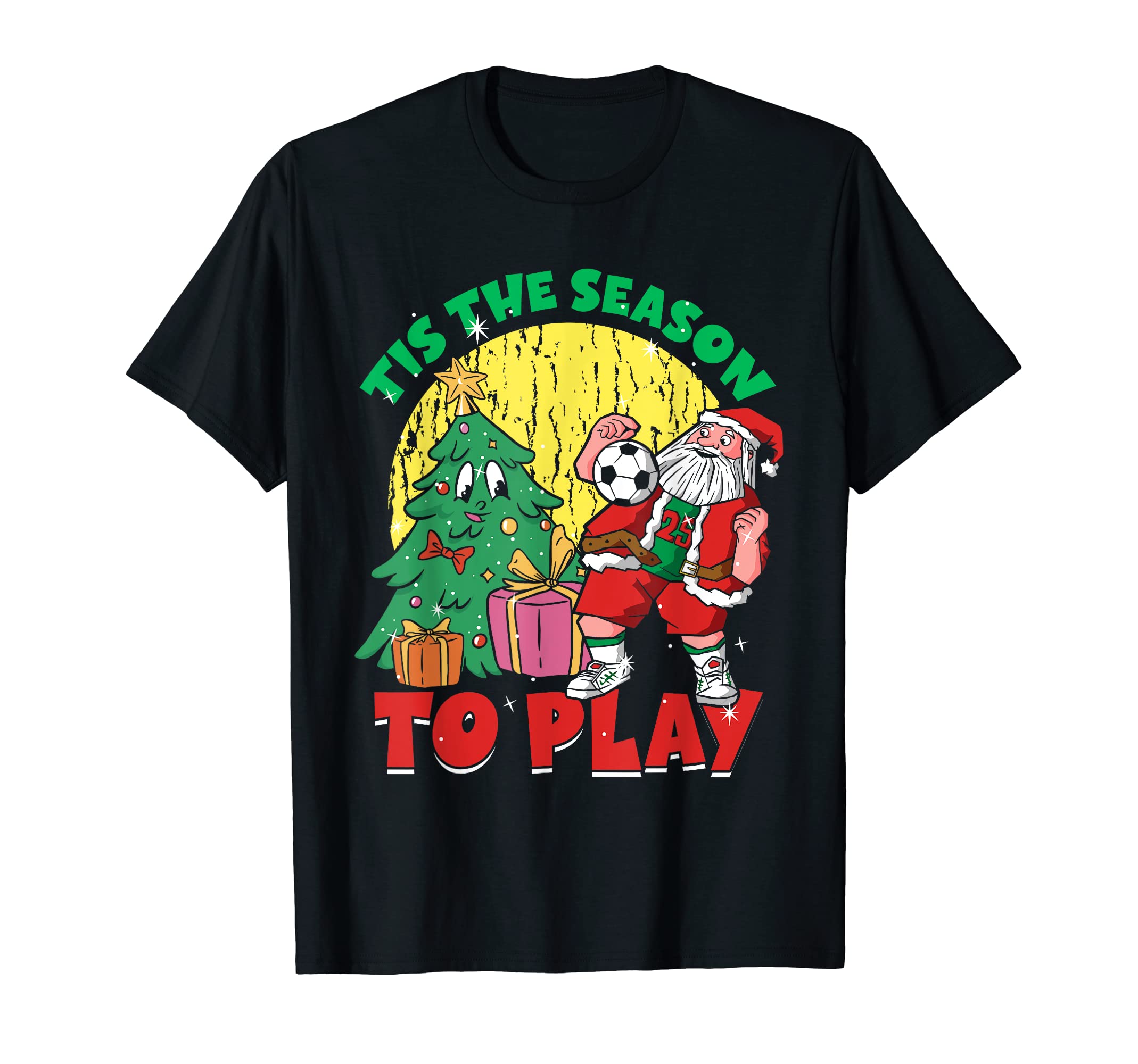 Tis Season To Play Santa Sports Soccer T-Shirt - Minimalist Print Men Women - T-Shirt, Sweatshirt, Hoodie