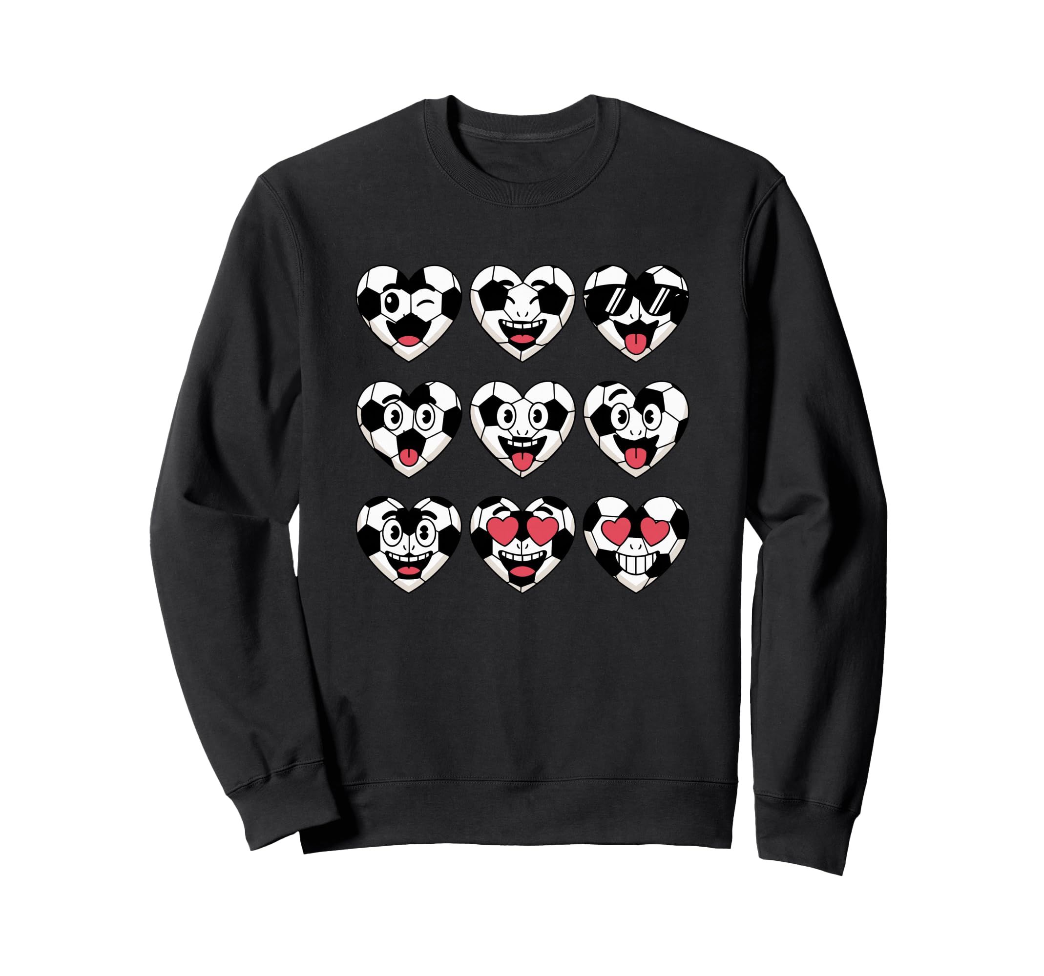 Soccer Heart Faces Football Love Sweatshirt - Graphic Print for Adults - T-Shirt, Sweatshirt, Hoodie