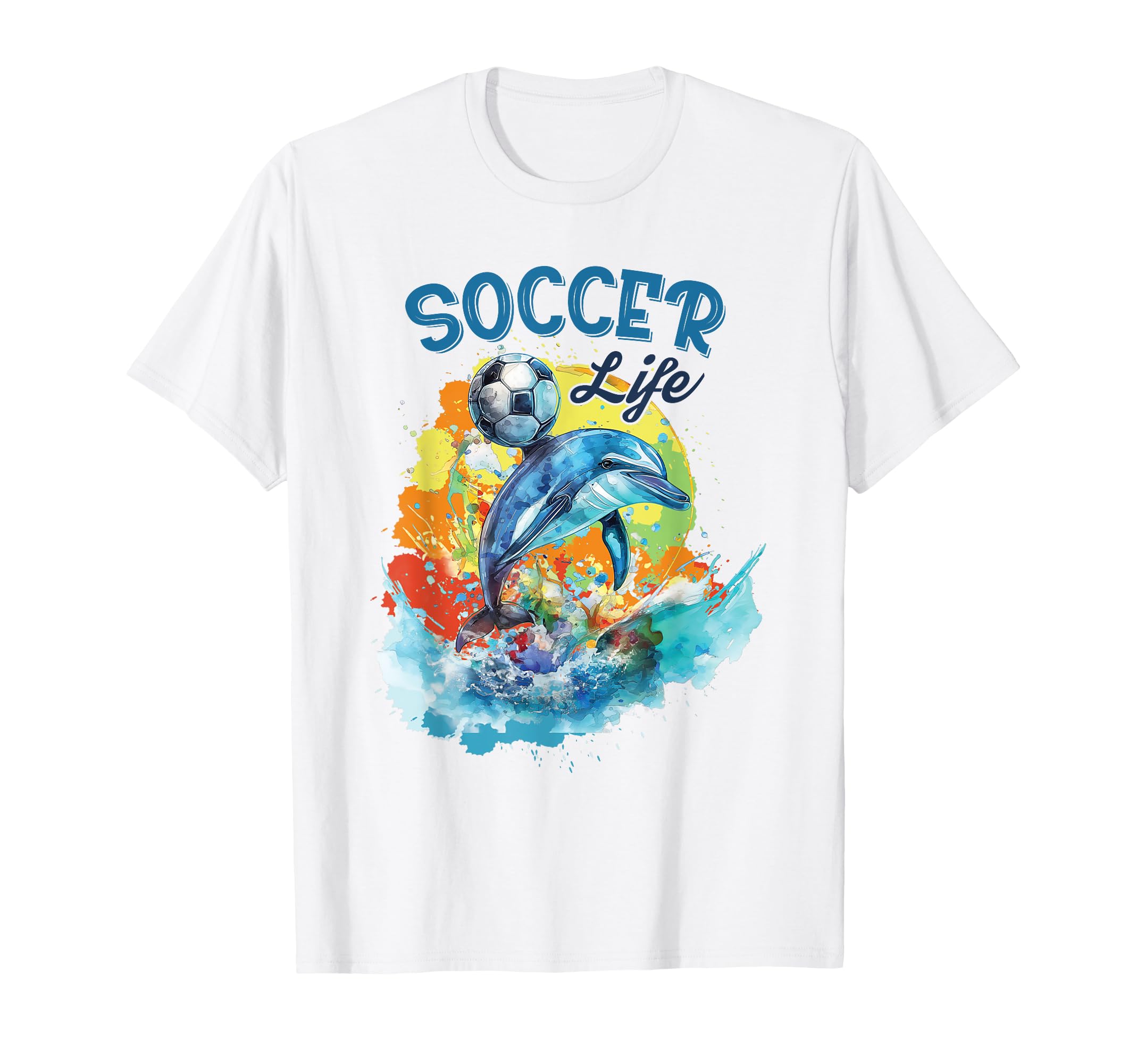 Awesome Dolphin Play Soccer Gift Sports T-Shirt - Minimalist Print Unisex - T-Shirt, Sweatshirt, Hoodie