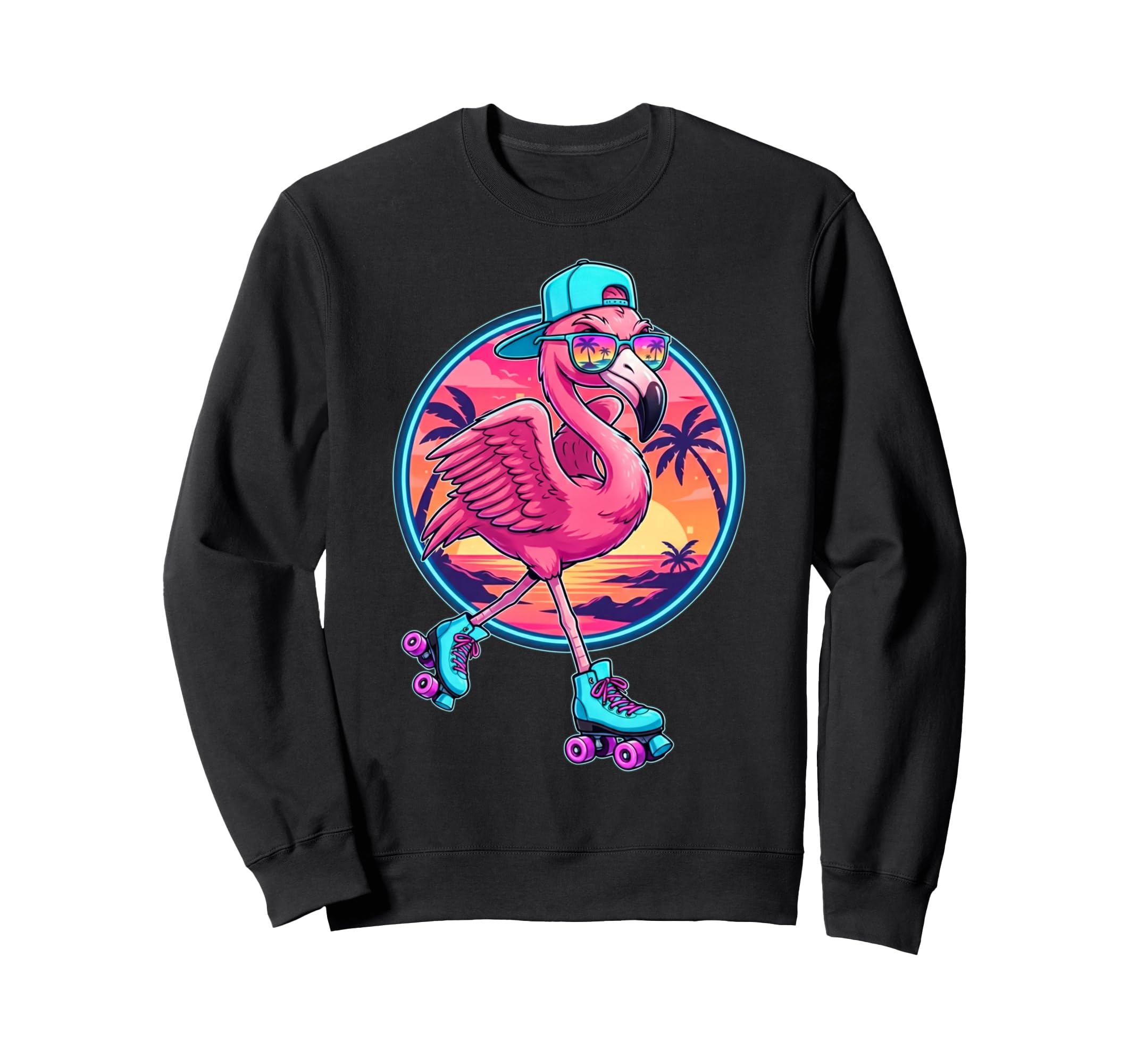 Funny Roller Skating Flamingo Sweatshirt - Casual Everyday Wear Men Women - T-Shirt, Sweatshirt, Hoodie
