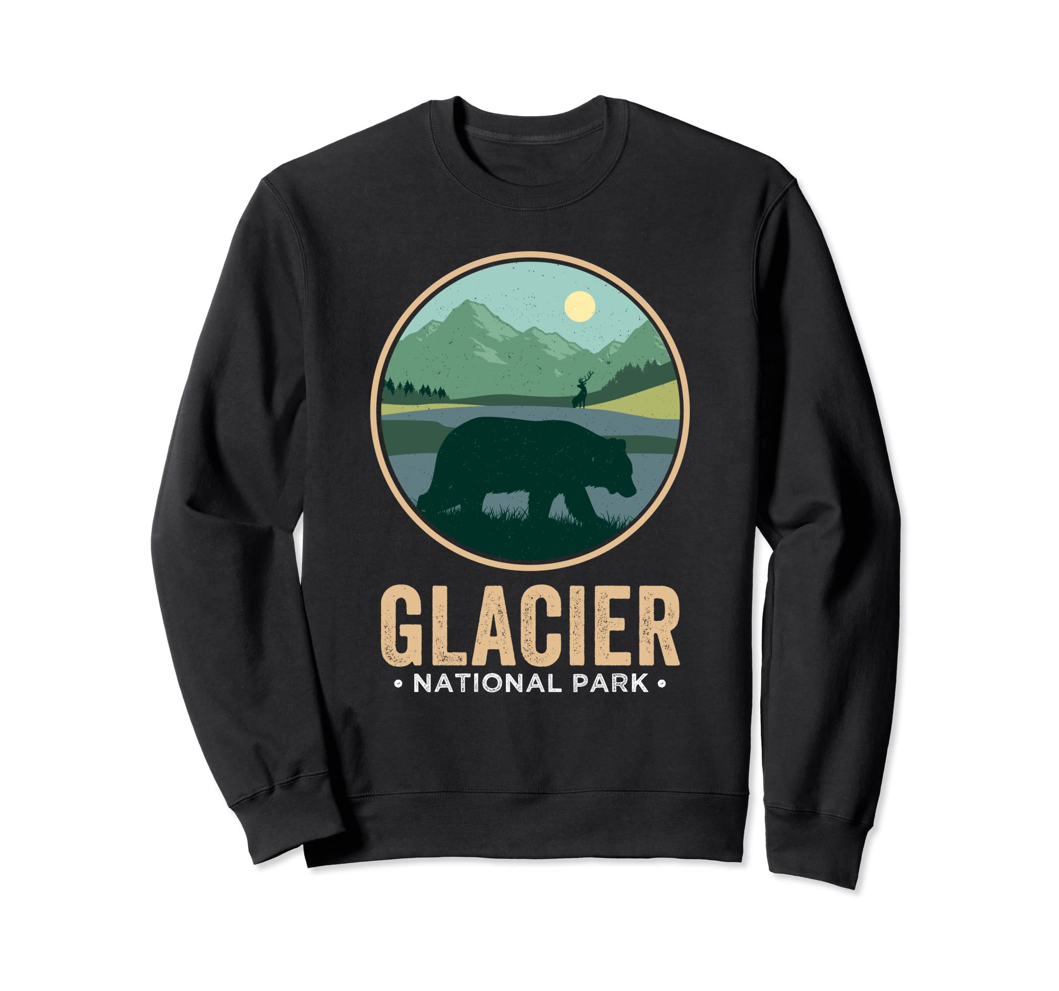 Glacier National Park Montana Sweatshirt - Minimalist Print for Adults - T-Shirt, Sweatshirt, Hoodie