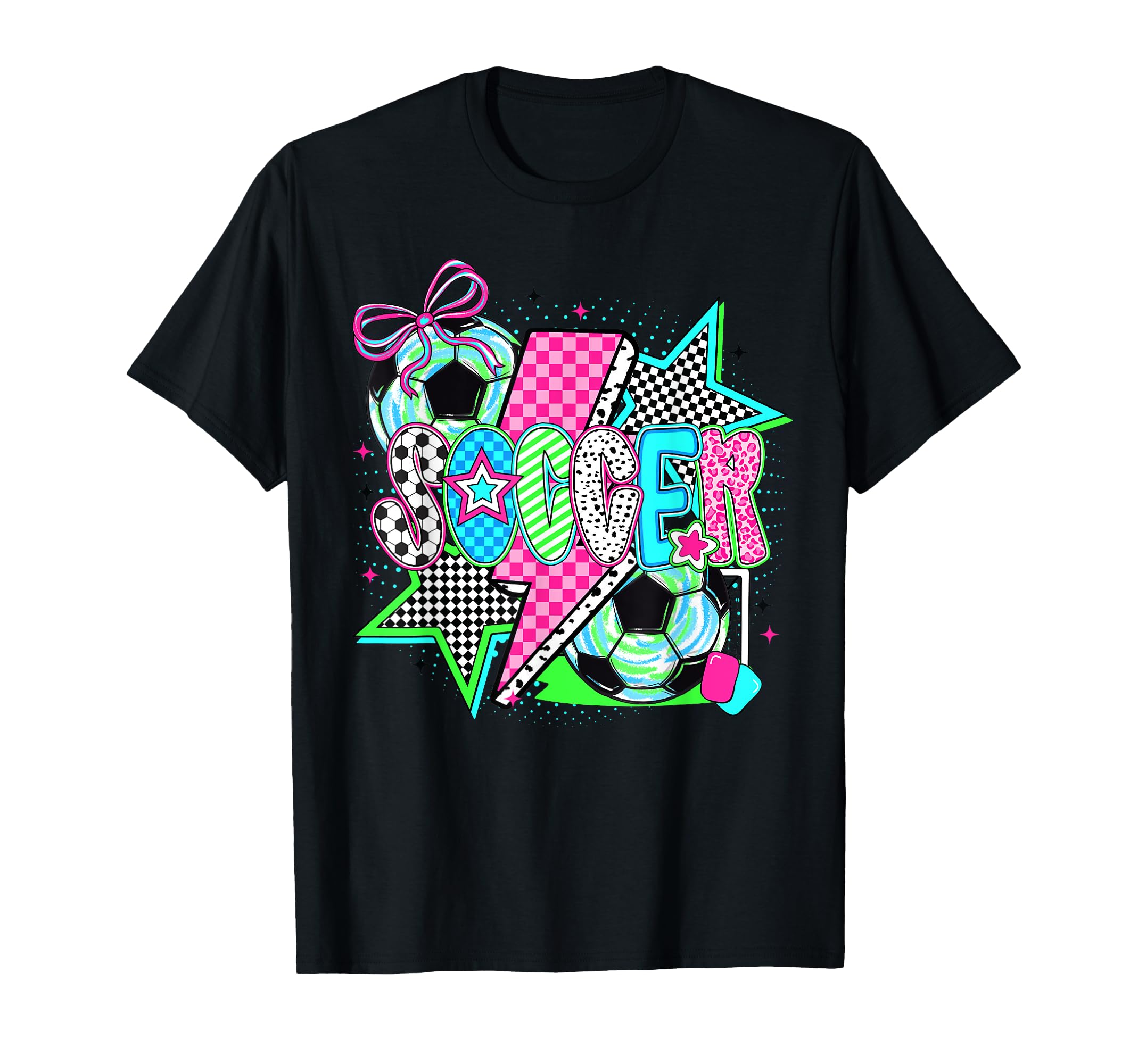 Soccer Bow Checkered Soccer Lovers T-Shirt - Aesthetic Graphic Unisex - T-Shirt, Sweatshirt, Hoodie