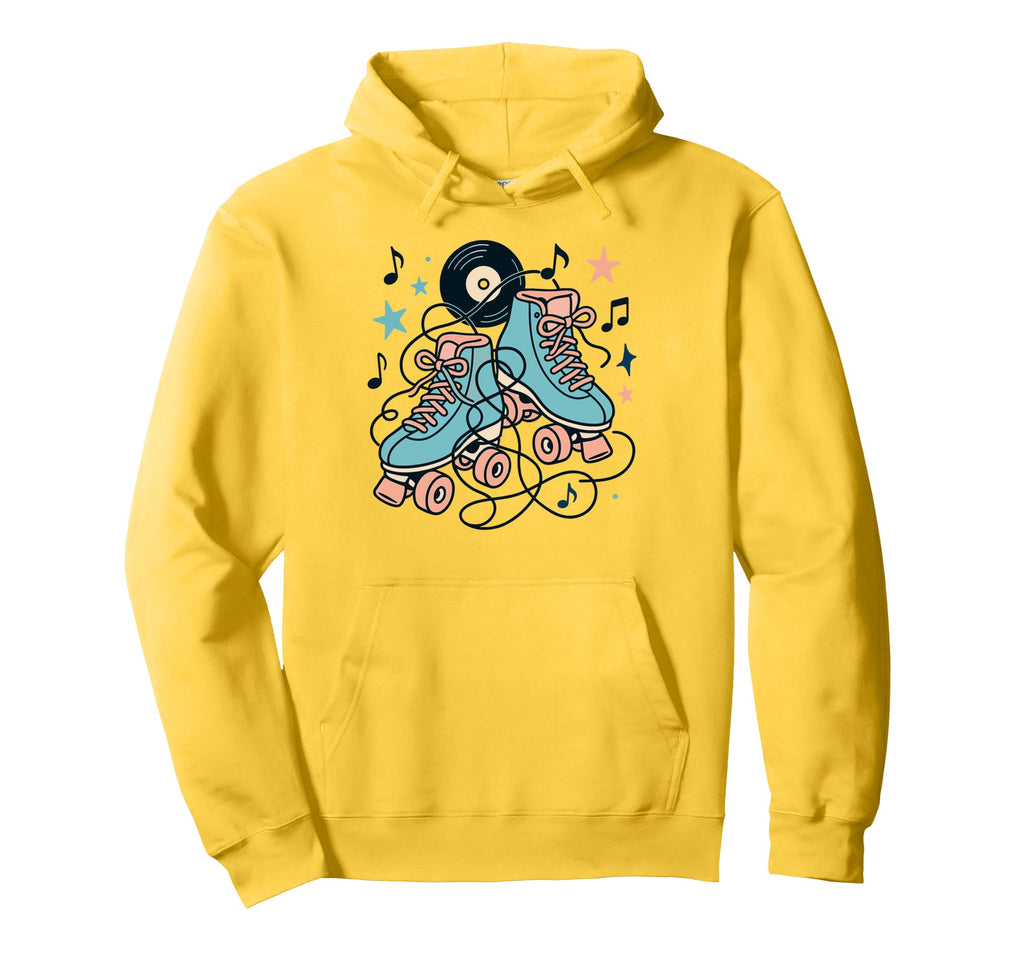 50S Roller Skates And Vinyl Music Hoodie - Trendy Graphic for Adults - T-Shirt, Sweatshirt, Hoodie