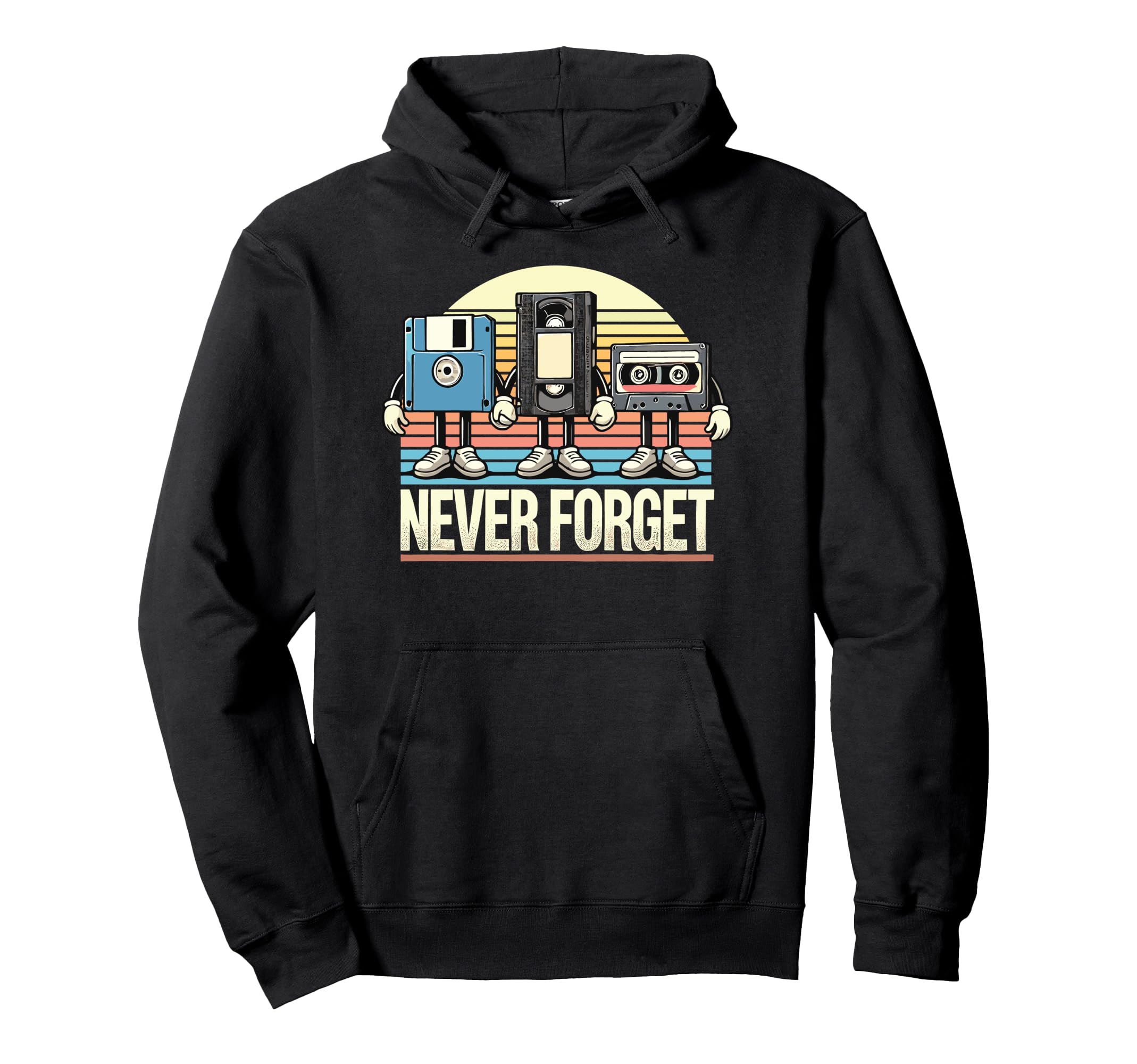 Never Forget 80S 90S Cassette Tape Tech Hoodie - Fun Novelty Design Unisex - T-Shirt, Sweatshirt, Hoodie