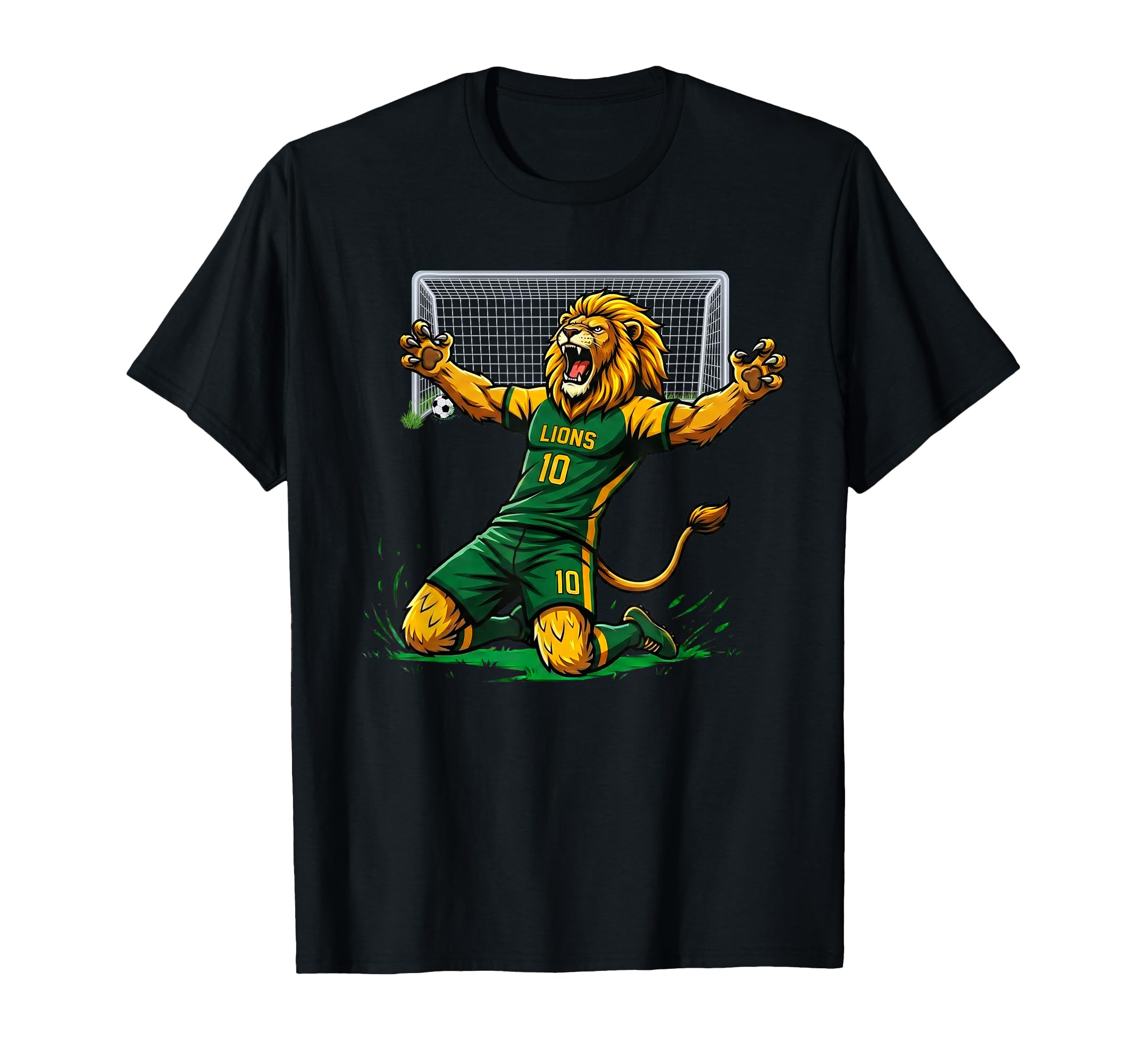 Lion Soccer Player Score Goal Knee Slide T-Shirt - Novelty Apparel Unisex - T-Shirt, Sweatshirt, Hoodie
